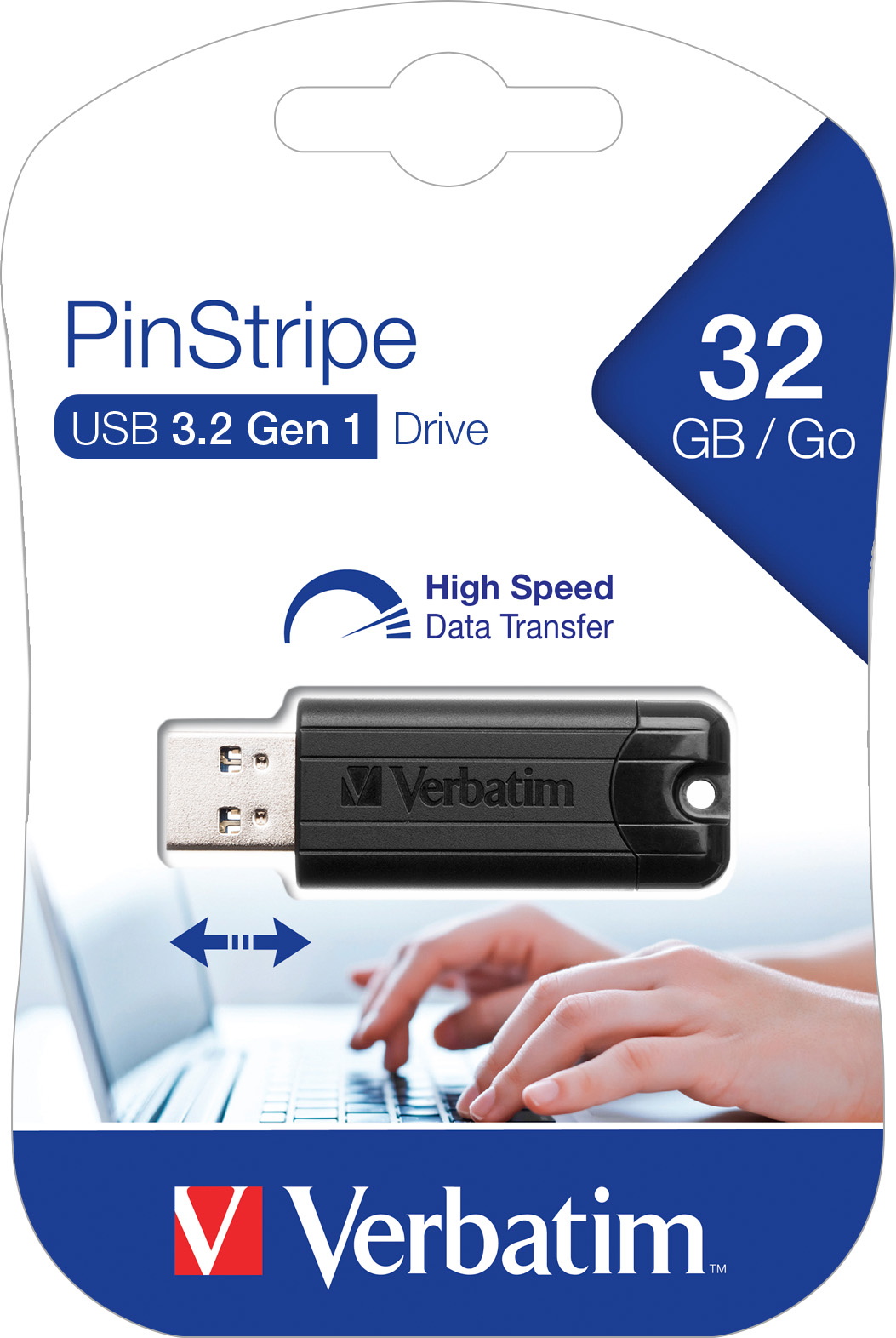 Verbatim USB Stick 32GB Speicherstick Drive PinStripe schwarz USB 3.2