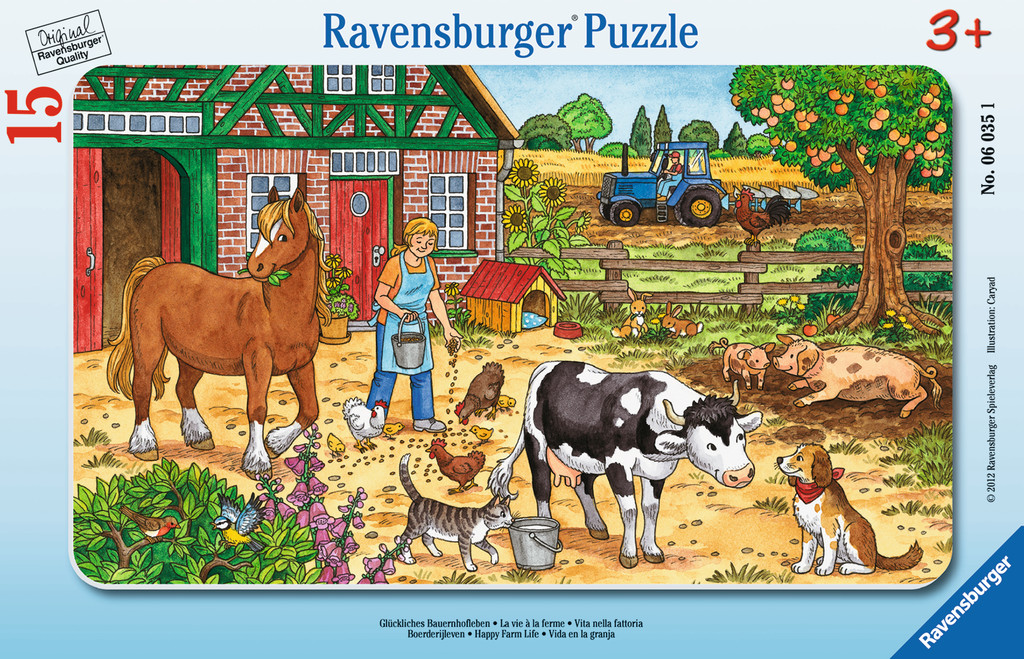 15 Teile Ravensburger Kinder Rahmen Puzzle Glückliches Bauernhofleben 06035