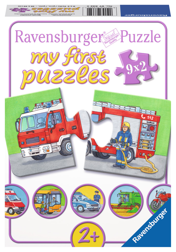 9 x 2 Teile Ravensburger Kinder Puzzle my first puzzles Einsatzfahrzeuge 07332