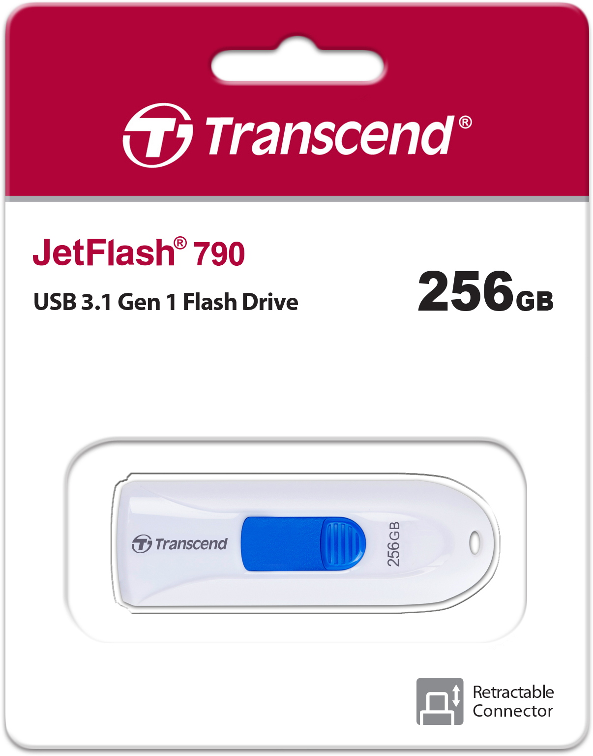 Transcend USB Stick 256GB Speicherstick JetFlash 790W weiß USB 3.1