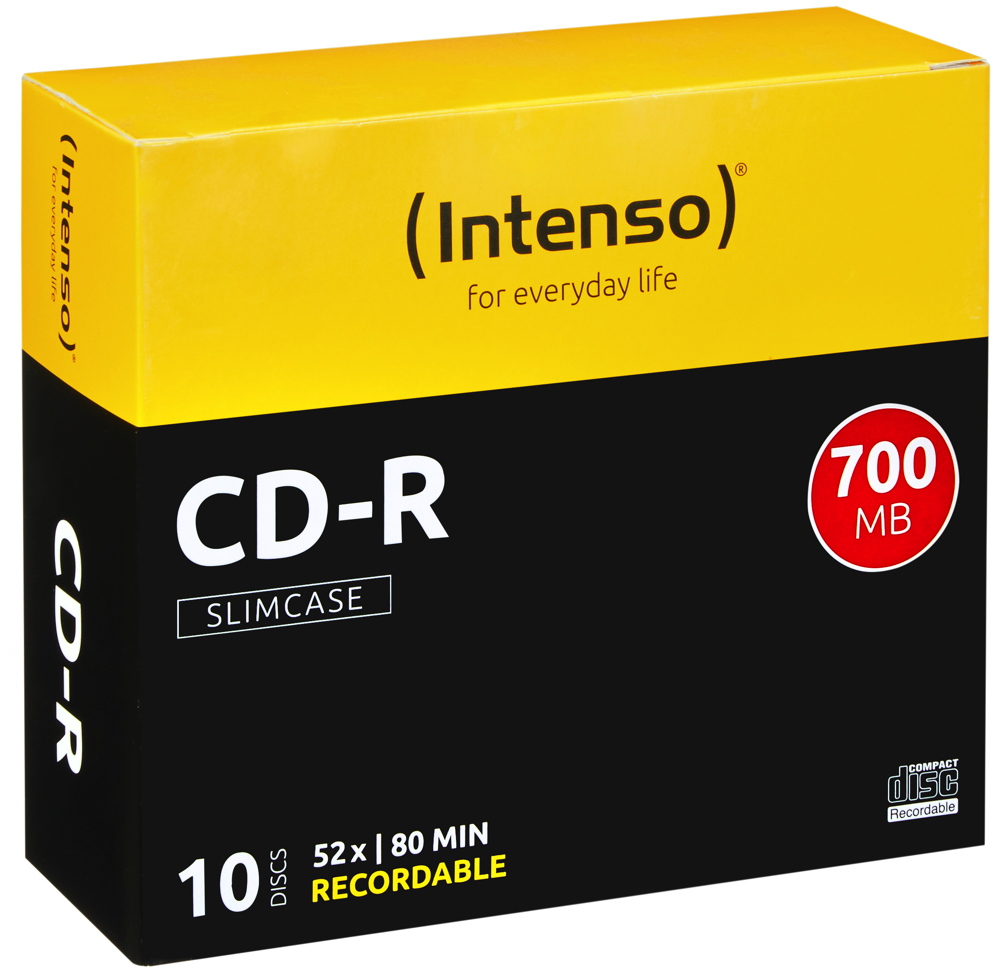 10 Intenso Rohlinge CD-R 80Min 700MB 52x Slimcase