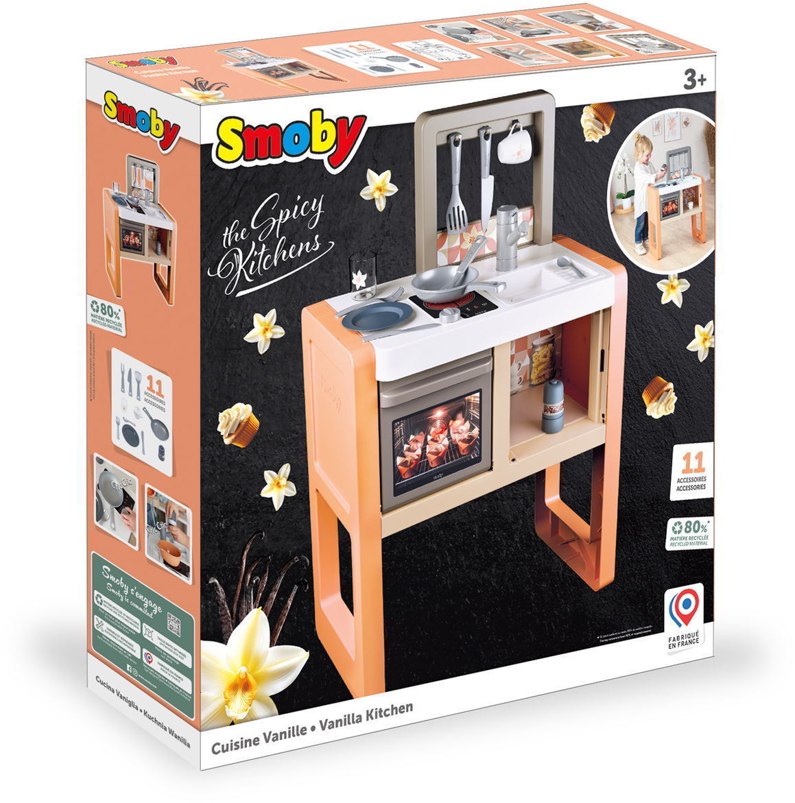 Smoby Spielzeug Rollenspiel K�che Spielk�che Vanille Backofen 11 Zubeh�r Teile 7600311800