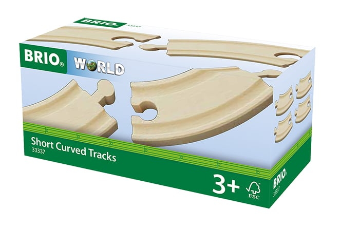 Brio World Eisenbahn Schienen Kurze gebogene Gleise (E1) 4 Teile 33337