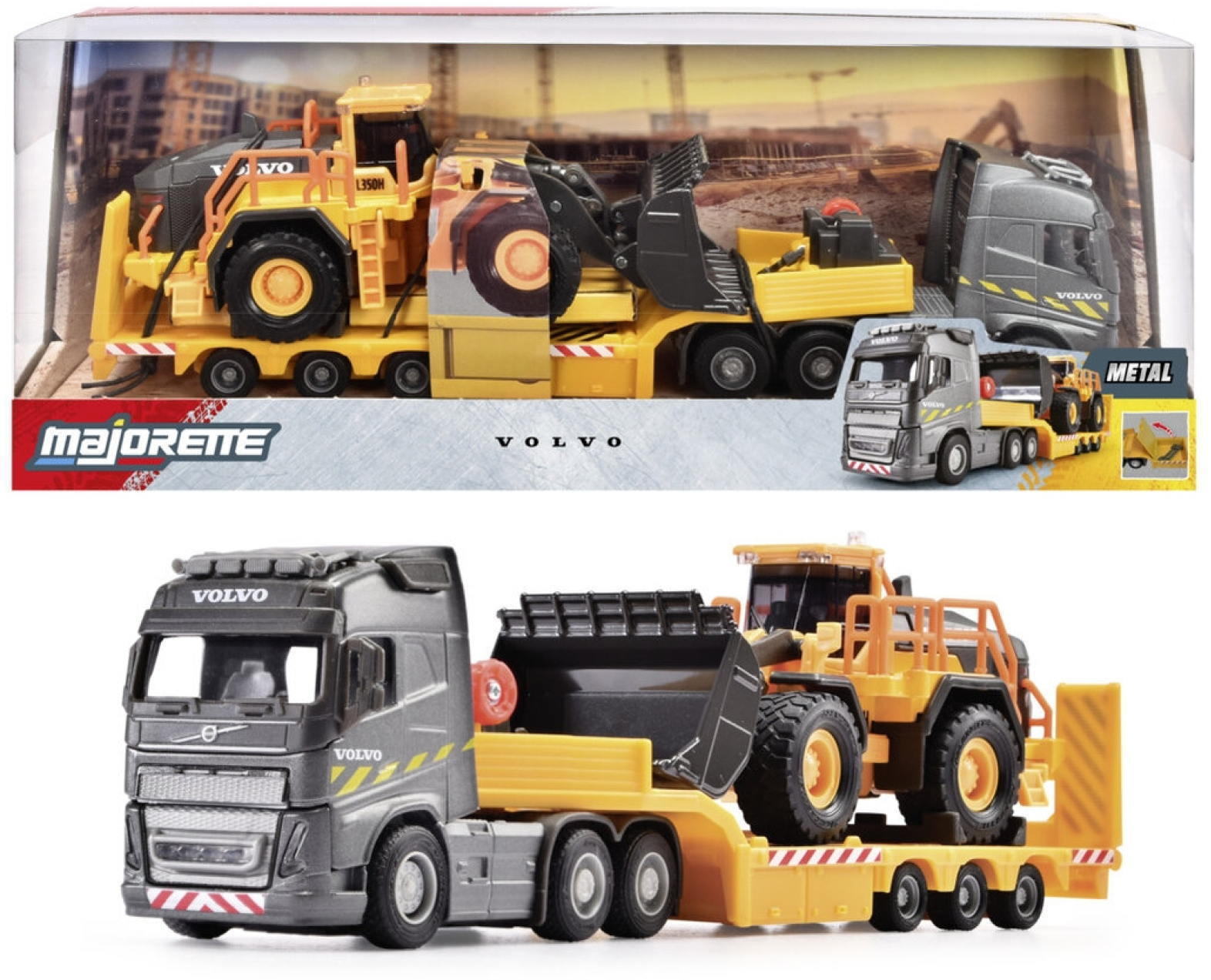 Majorette Spielzeugauto Volvo FH16 Truck + Wheel Loader Tieflader + Radlader 35 cm 8503726002
