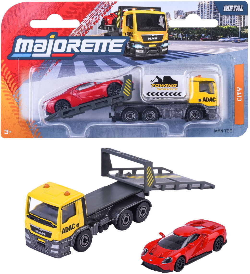Majorette Spielzeugauto ADAC Abschleppfahrzeug gelb und Ford GT rot 13 cm 8503002001Q01
