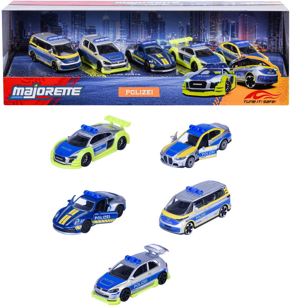 Majorette Spielzeugauto Tune it Safe Polizei 5er Pack Giftpack 7,5 cm 8503105004