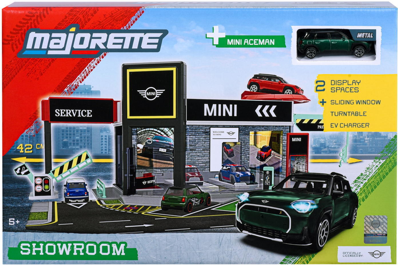 Majorette Spielwelt Spielzeugauto Mini Showroom Set + 1 BMW Fahrzeug 7,5 cm 8504106003