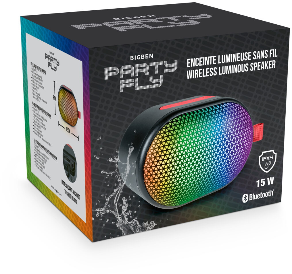 Bigben Bluetooth portabler Lautsprecher Party Fly Disco Licht AU389418