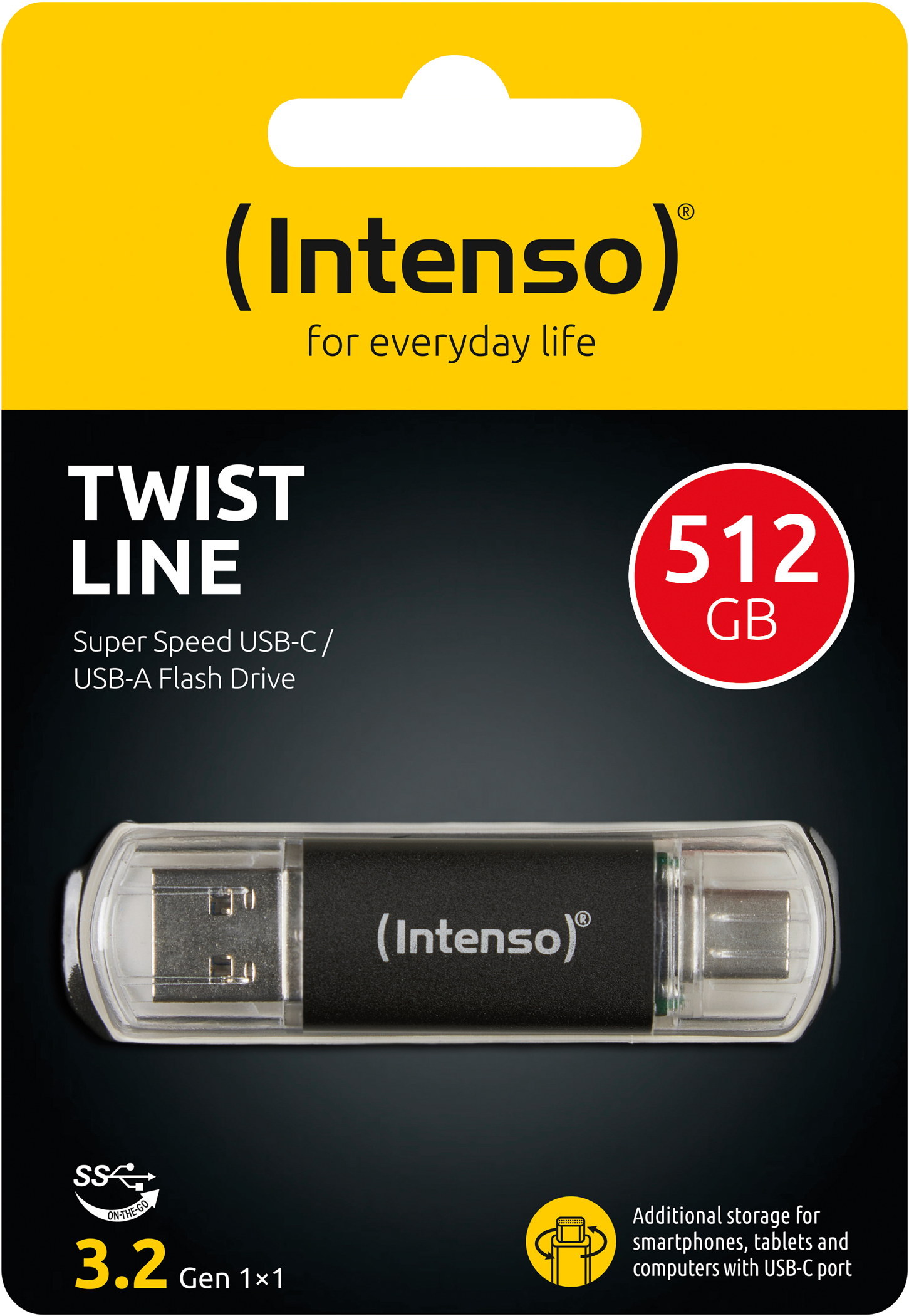 Intenso USB Stick 512GB Speicherstick Twist Line USB 3.2 Gen. 1x1 USB-A / USB-C