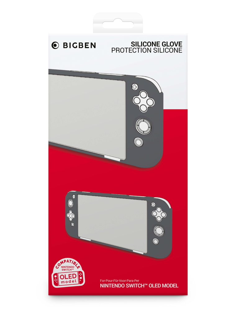 Bigben für Nintendo Switch OLED Schutzhülle Silikon Glove Case grau BB011753