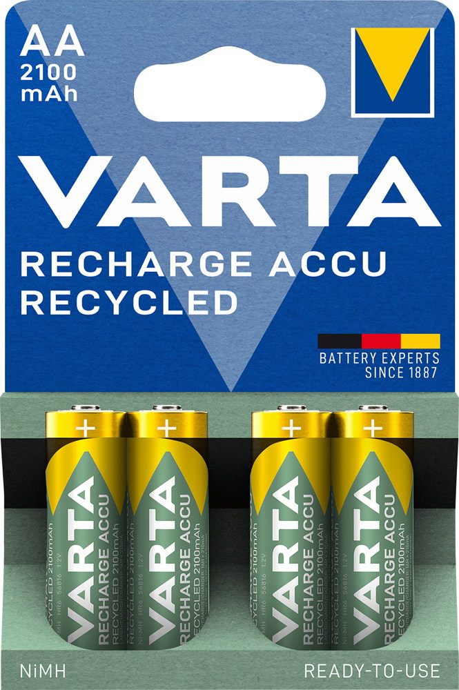 4 Varta 56816 Akku AA 2100mAh Recycled Nickel-Metall-Hydrid im 4er Blister