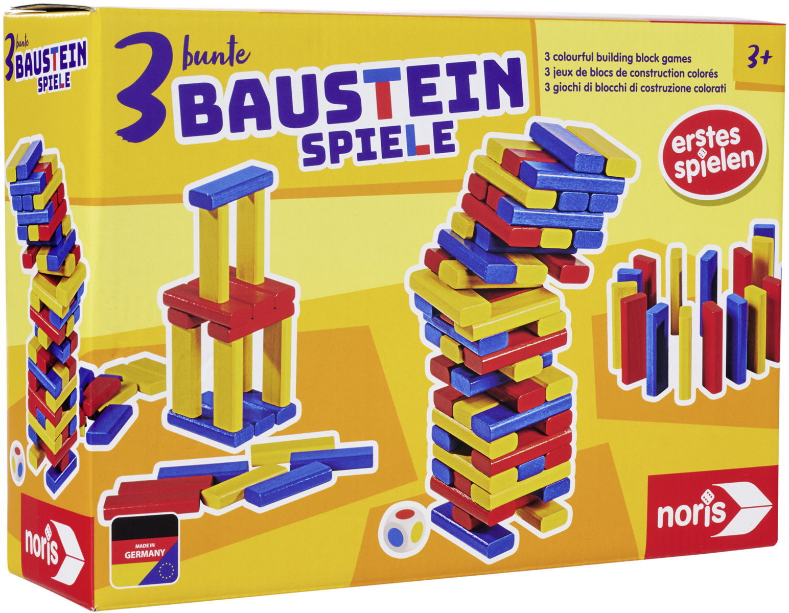Noris Kinderspiel Geschicklichkeitsspiele 3 bunte Bausteinspiele 606012165