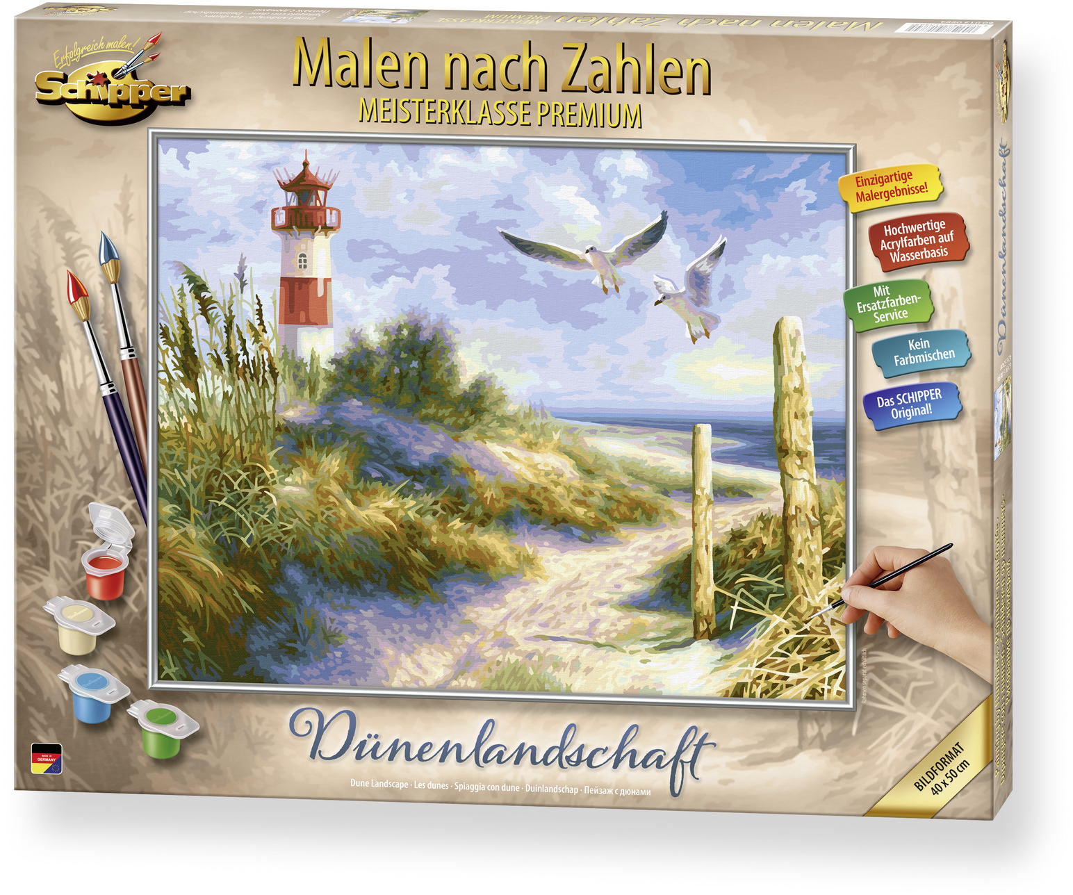 Schipper Malen nach Zahlen Master Class Premium 40x50cm Dünenlandschaft mit Leuchtturm 609130884