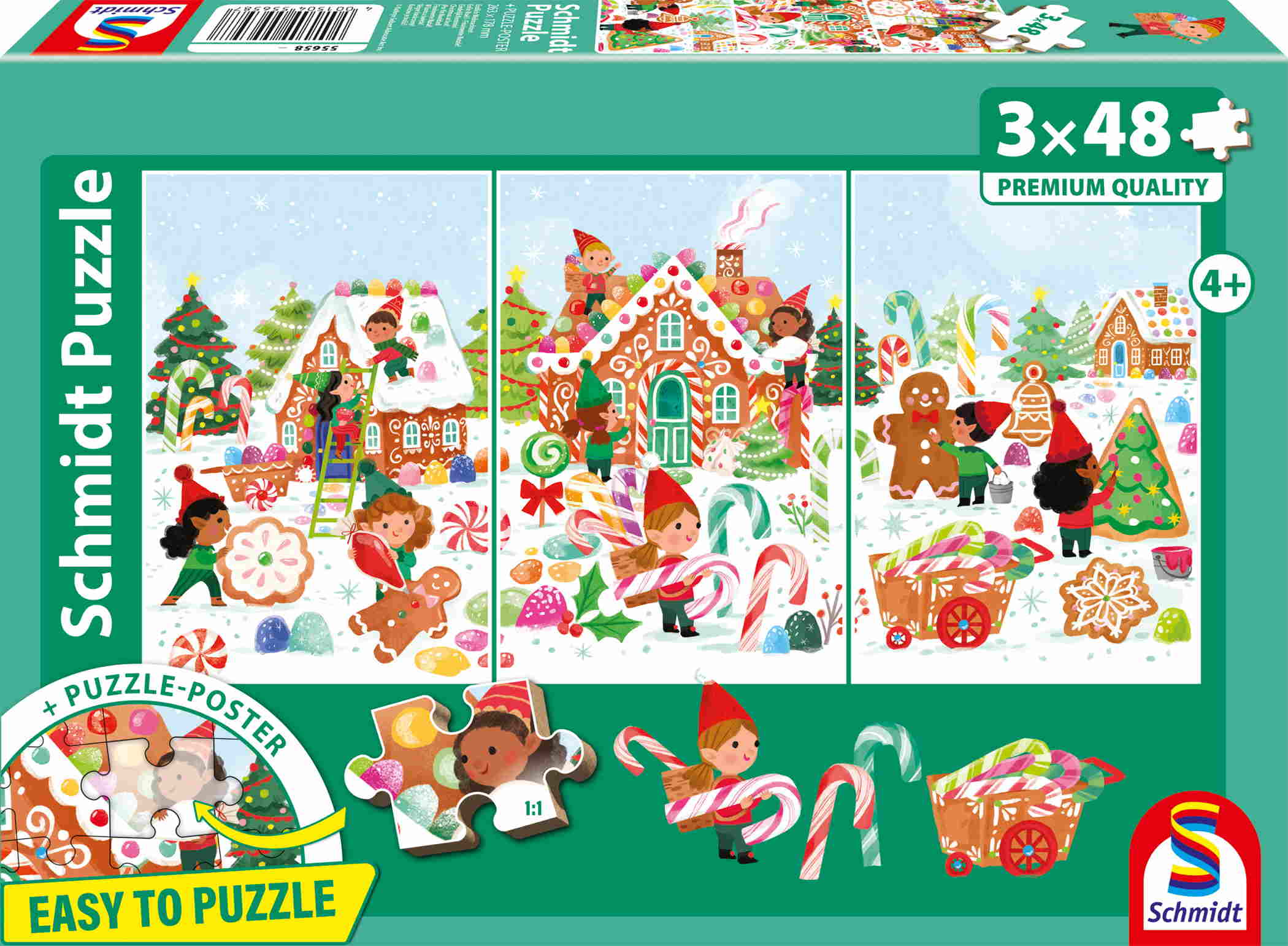 3 x 48 Teile Schmidt Spiele Kinder Puzzle Endlich Weihnachten! 55658