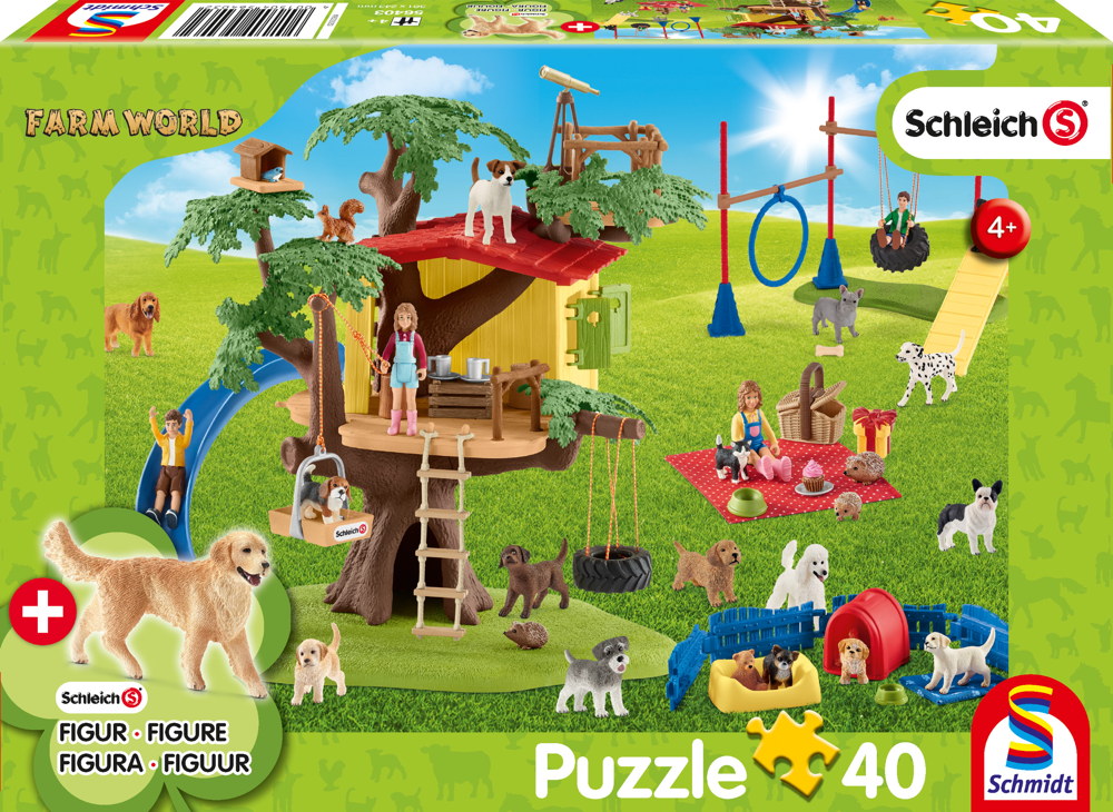 40 Teile Schmidt Spiele Kinder Puzzle Schleich Farm World Fr�hliche Hunde mit Figur 56403