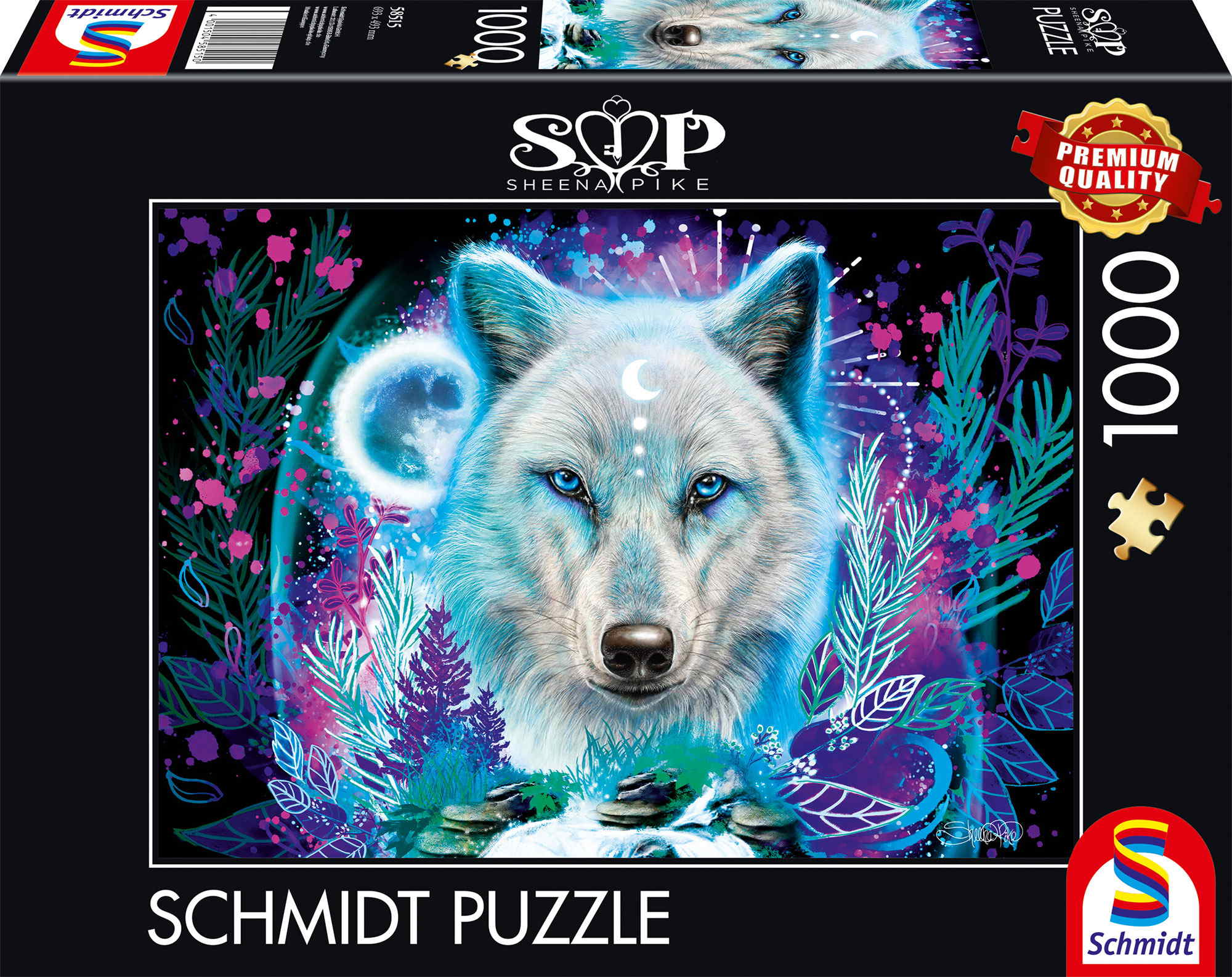1000 Teile Schmidt Spiele Puzzle Sheena Pike Neon Arktis-Wolf 58515