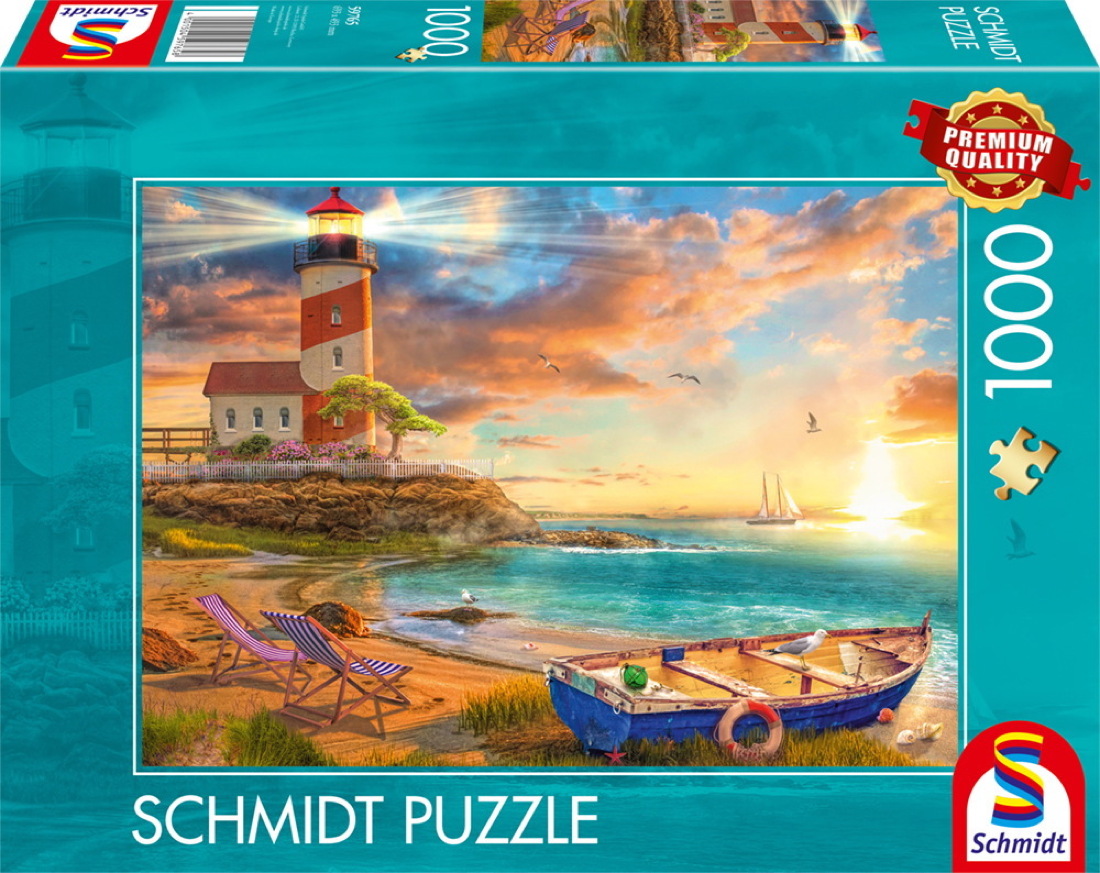 1000 Teile Schmidt Spiele Puzzle Sonnenuntergang in der Leuchtturm-Bucht 59765