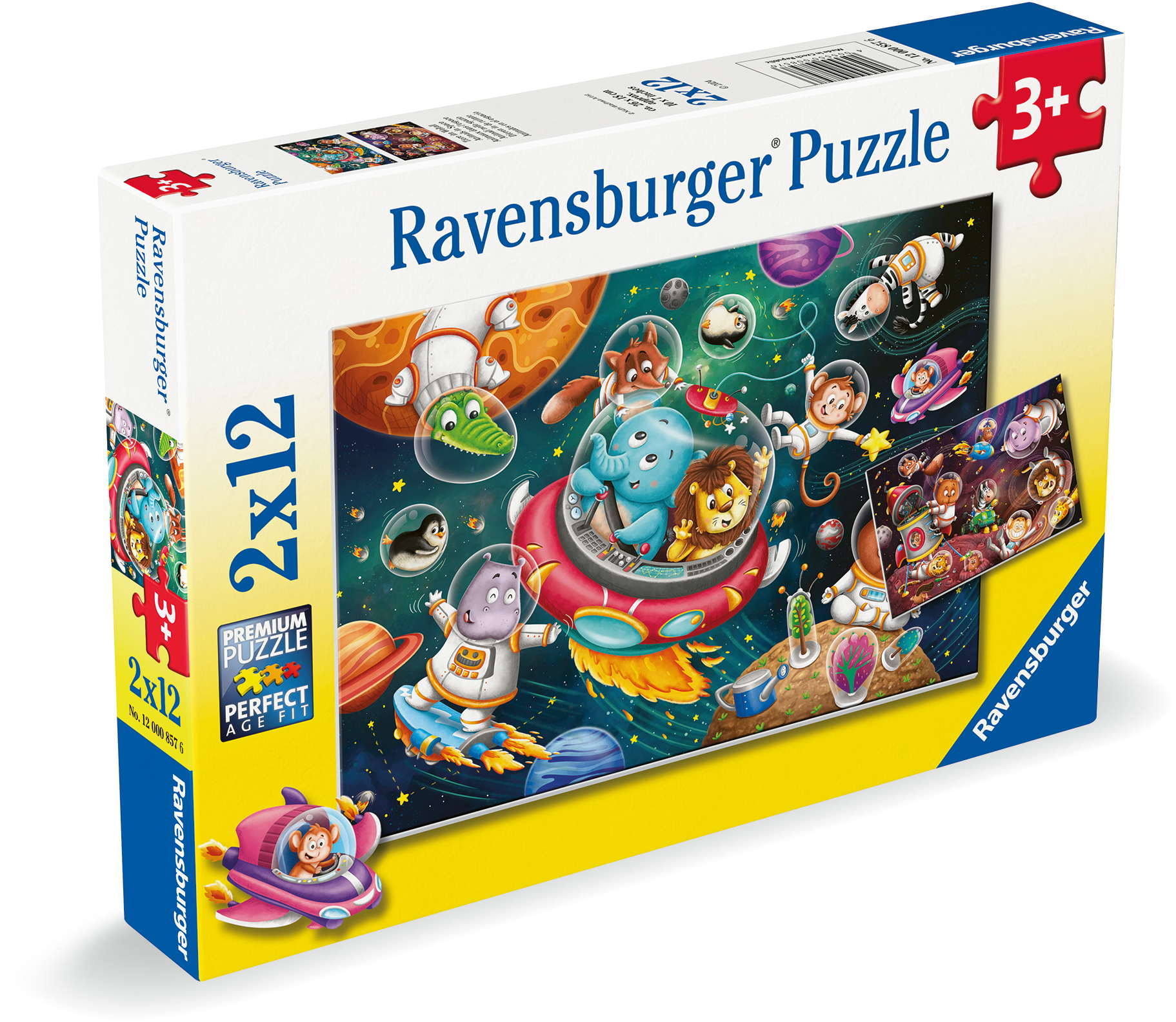 2 x 12 Teile Ravensburger Kinder Puzzle Tiere im Weltall 12000857