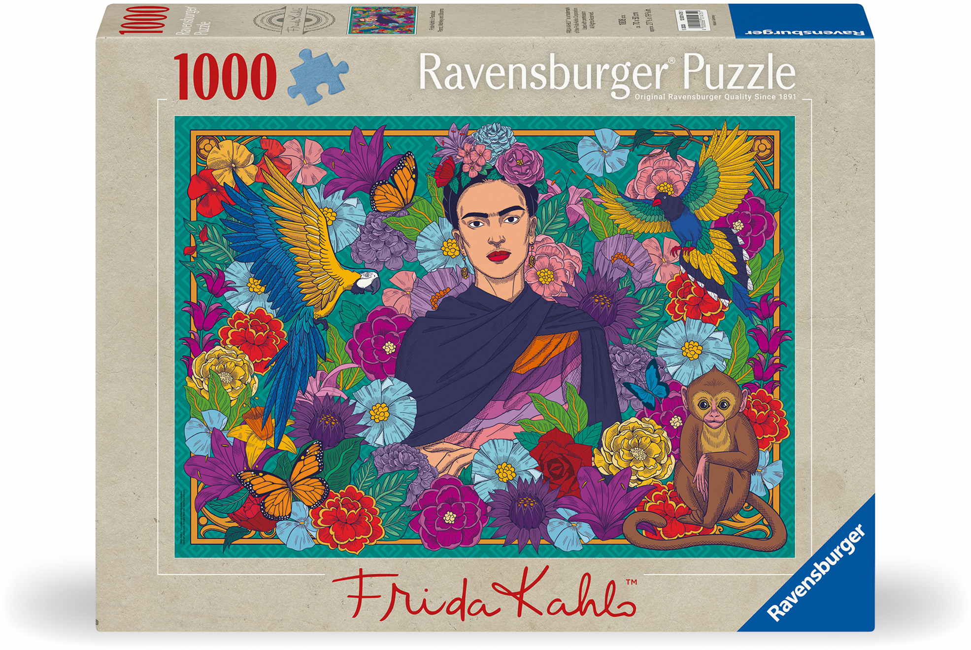 1000 Teile Ravensburger Puzzle Frida Kahlo's Paradise Parrot, Monkey and Blooms 12001475