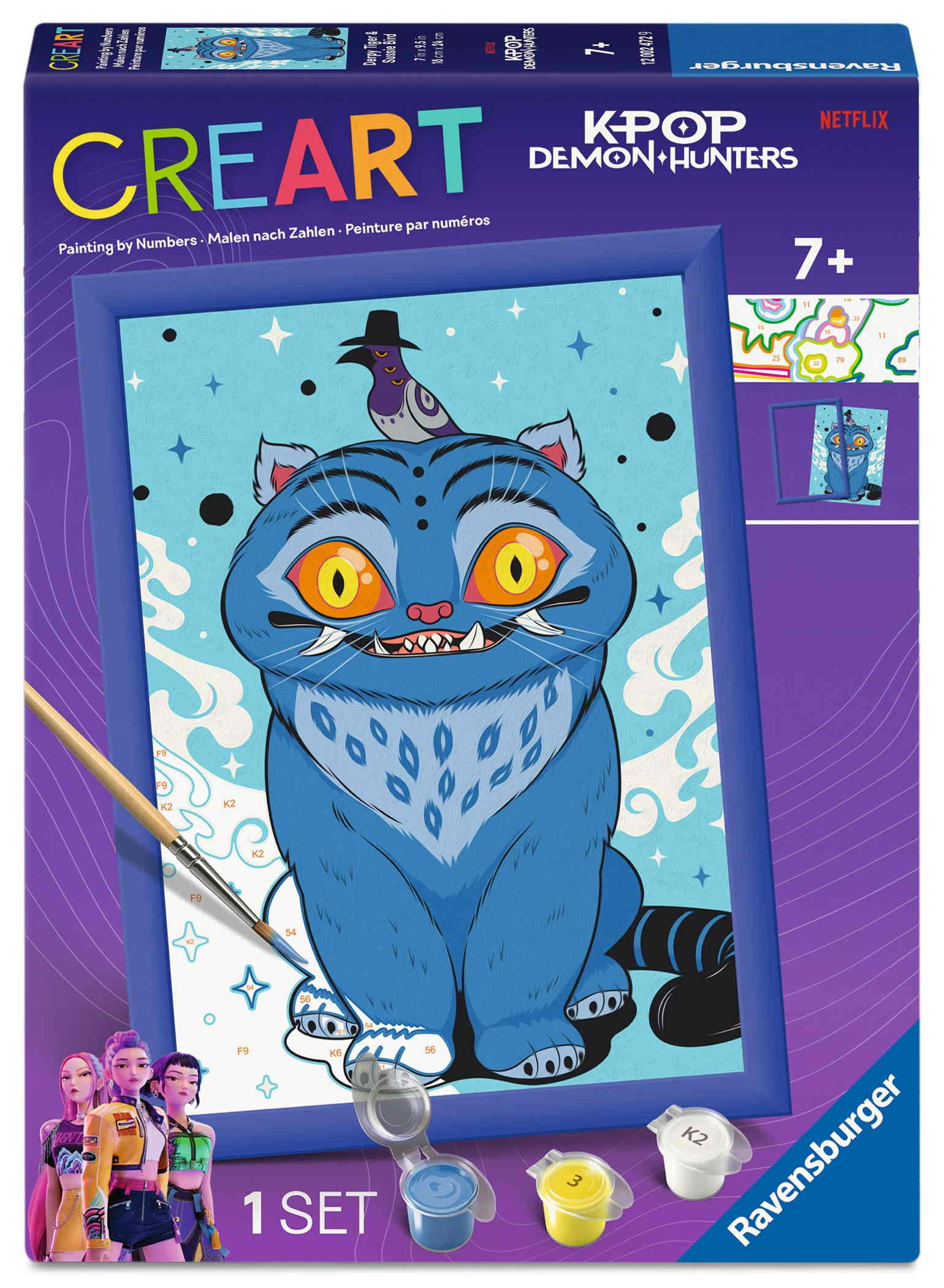 Ravensburger Malen nach Zahlen CREART D KPop Demon Hunters Derpy Tiger & Sussie Bird 12002472