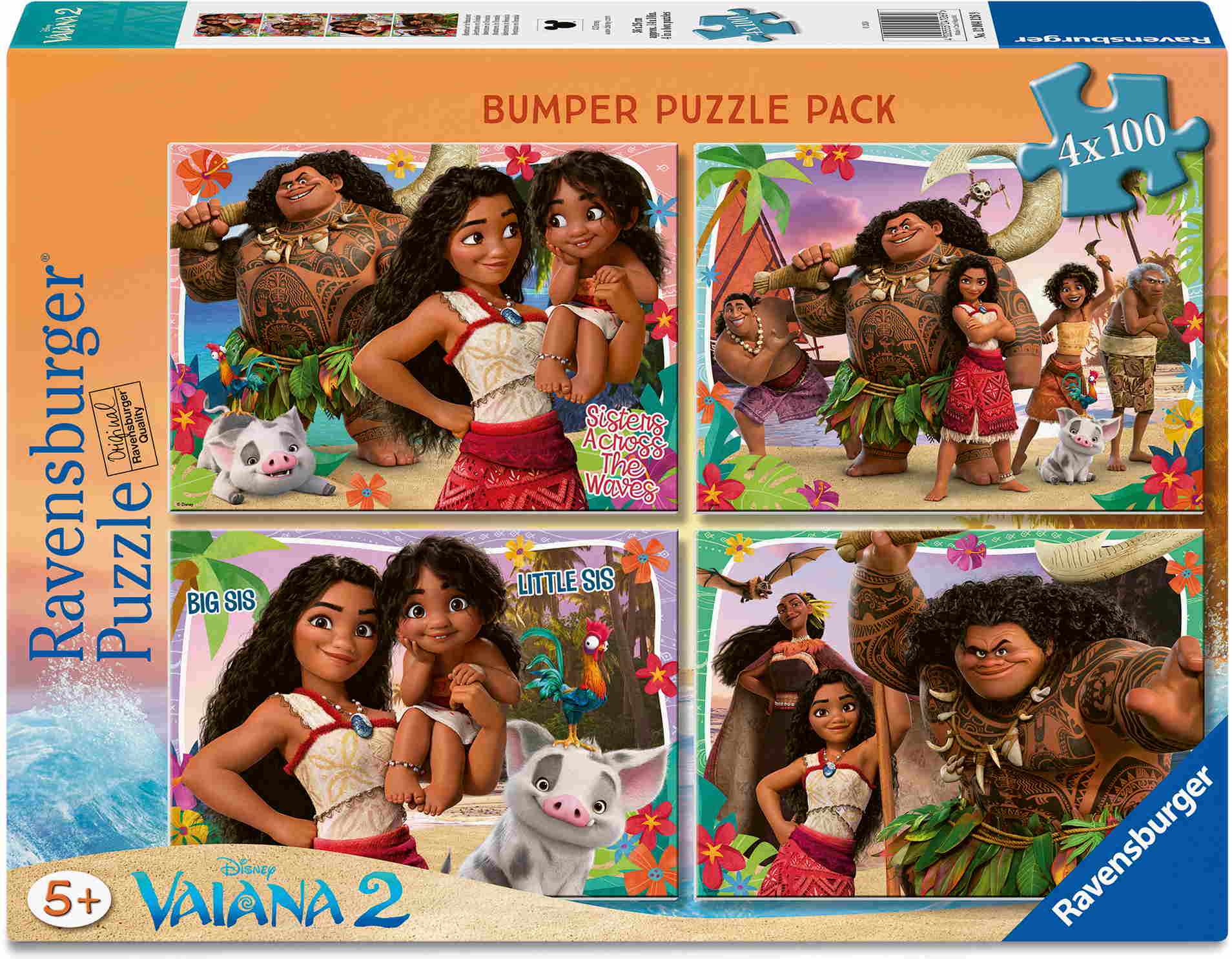 4 x 100 Teile Ravensburger Kinder Puzzle Abenteuer in Ozeanien 12004126