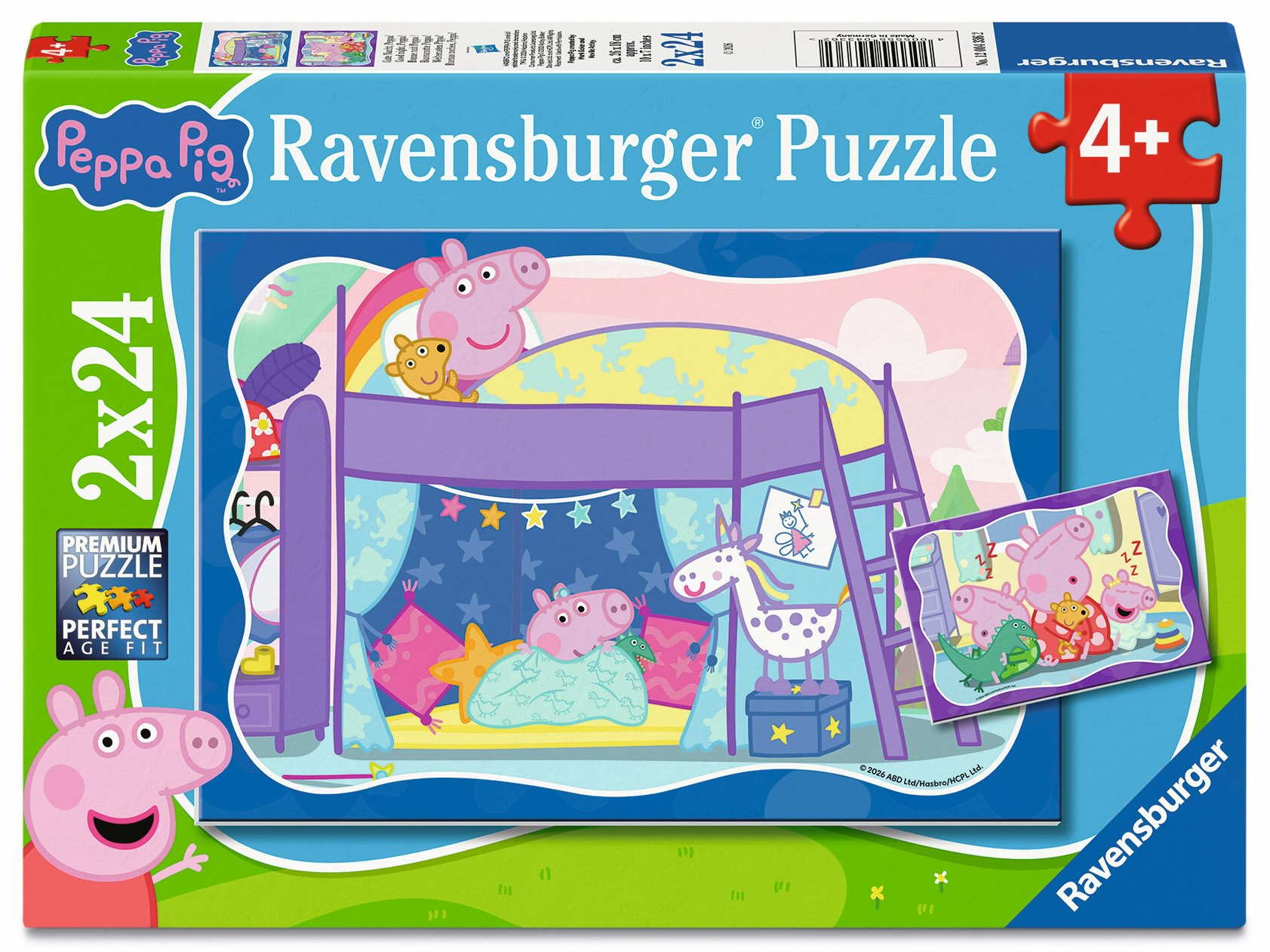 2 x 24 Teile Ravensburger Kinder Puzzle Peppa Pig Gute Nacht, Peppa! 12004336