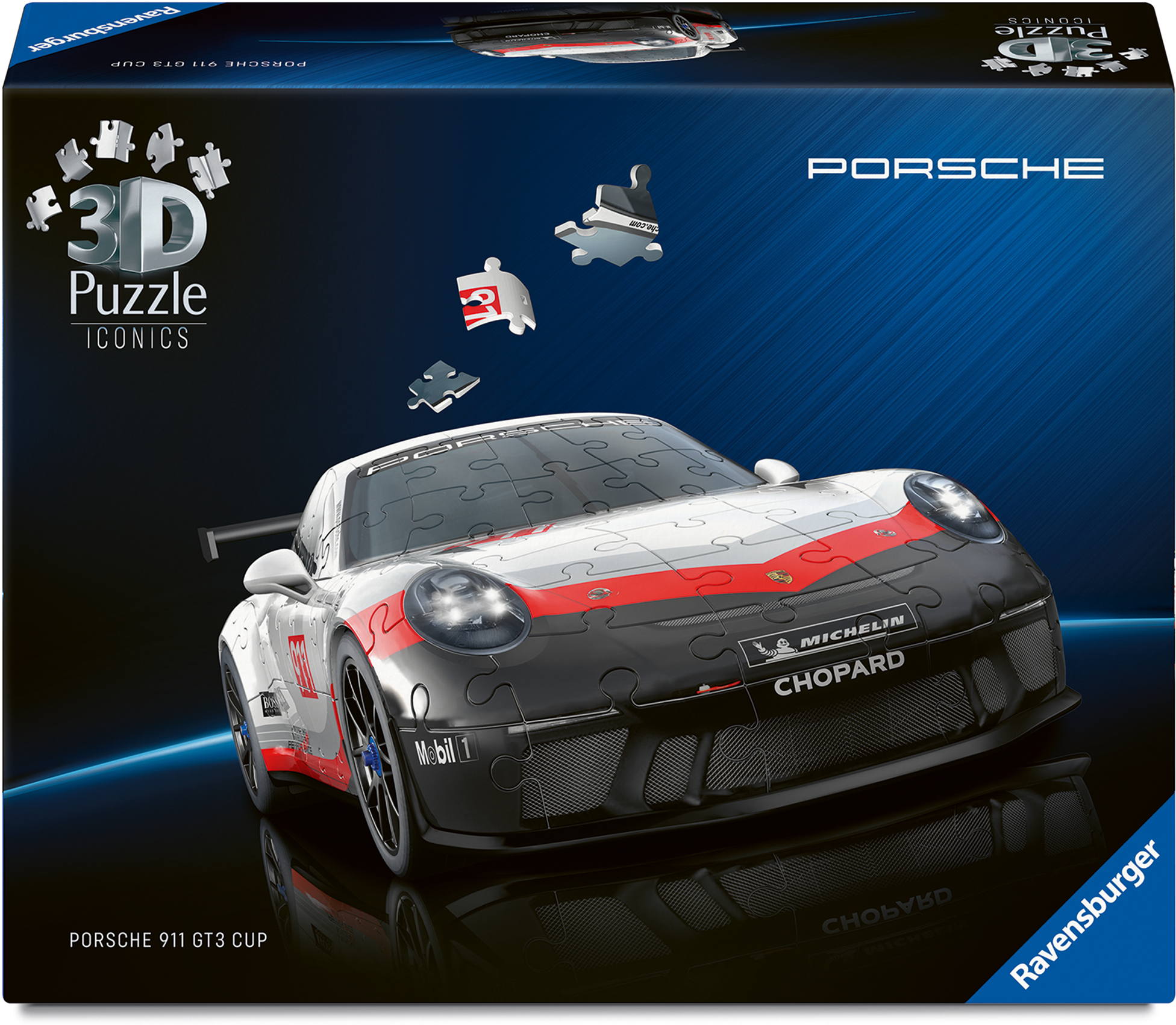 108 Teile Ravensburger 3D Puzzle Iconics Porsche 911 GT3 Cup 12008039