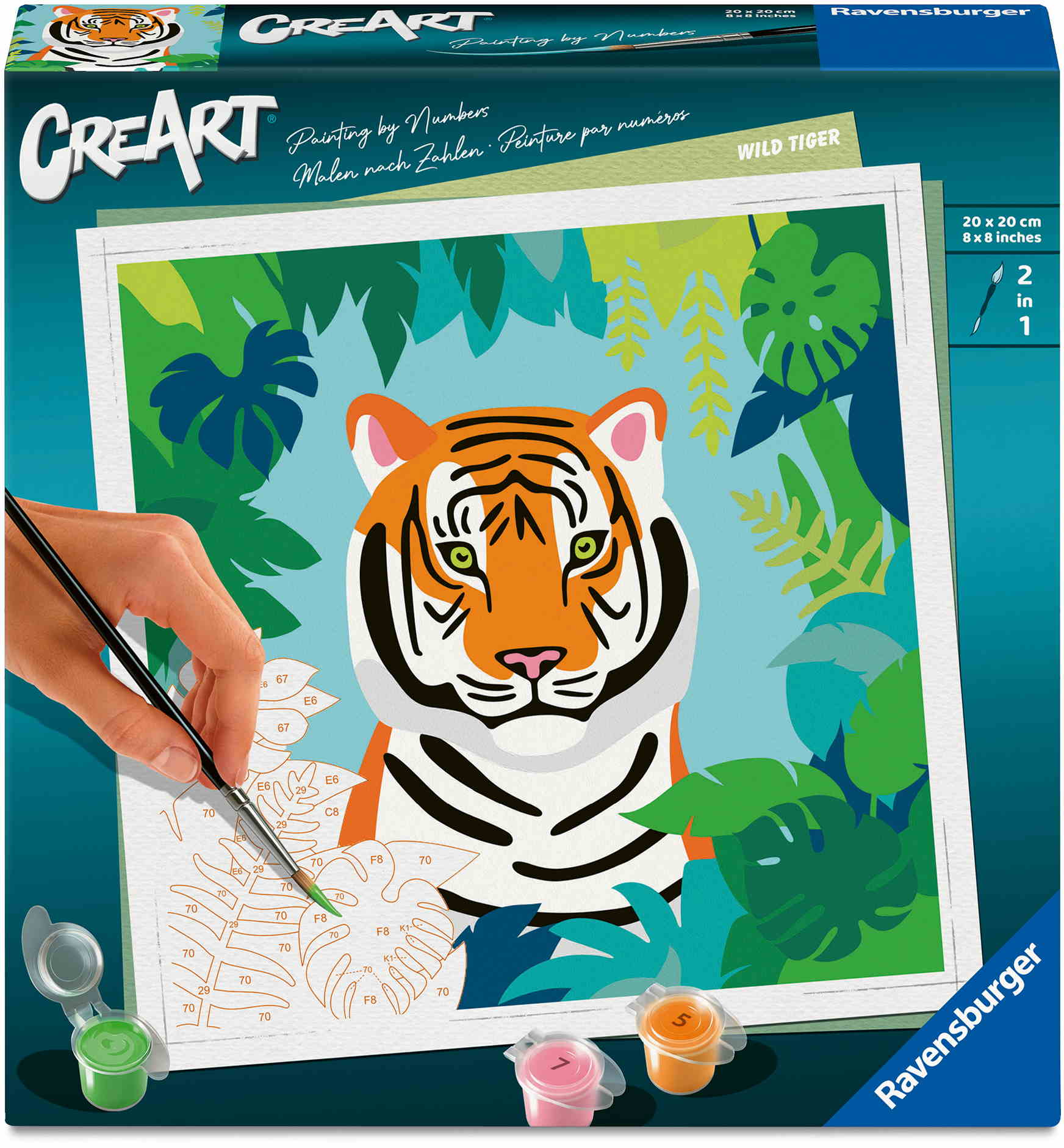 Ravensburger Malen nach Zahlen CREART Trend Serie Quadratisch Adults Trend Wilder Tiger 12023142