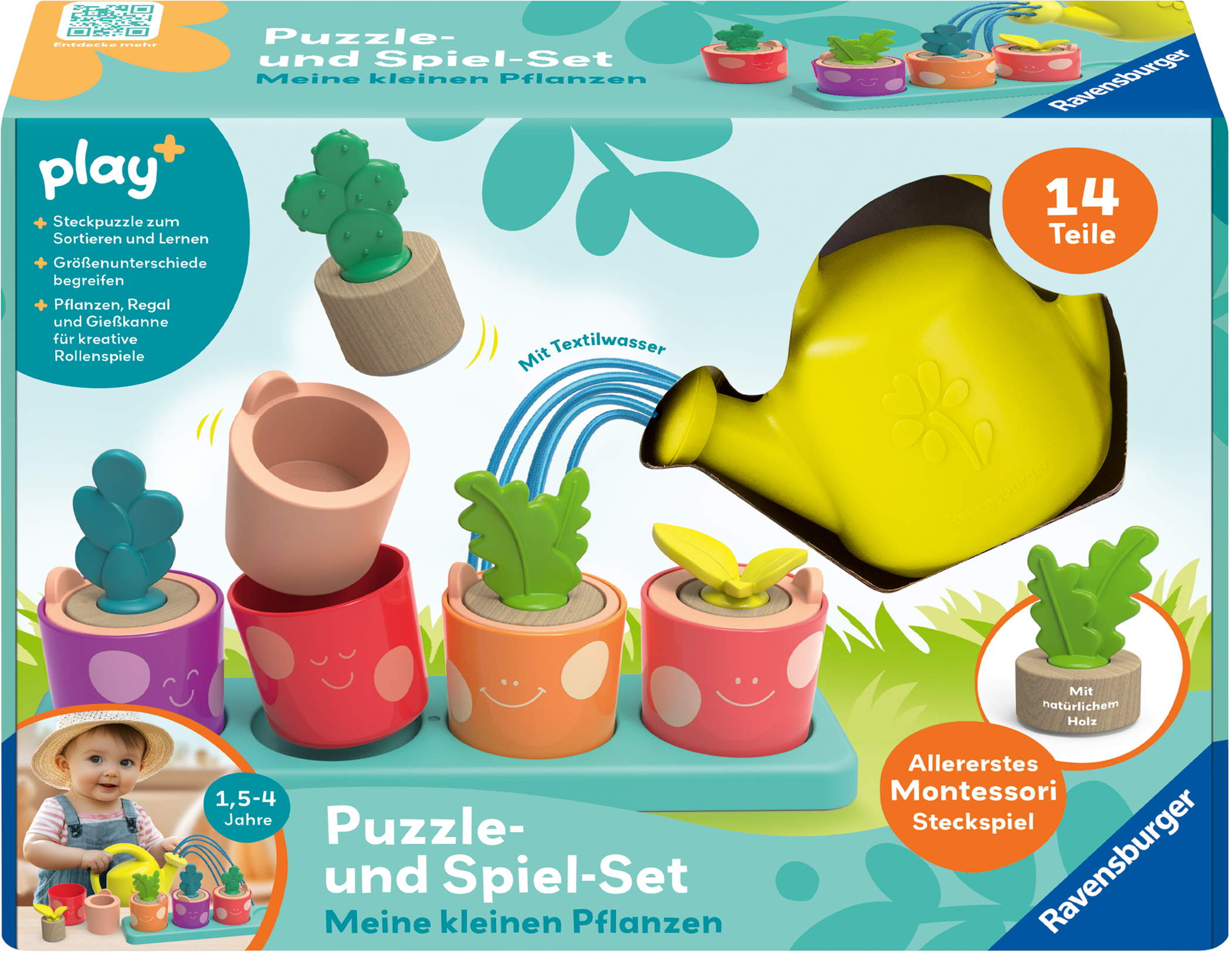 Ravensburger Kleinkindwelt Motorikspielzeug Play+ Puzzle- Spiel-Set Meine kleinen Pflanzen 12034063