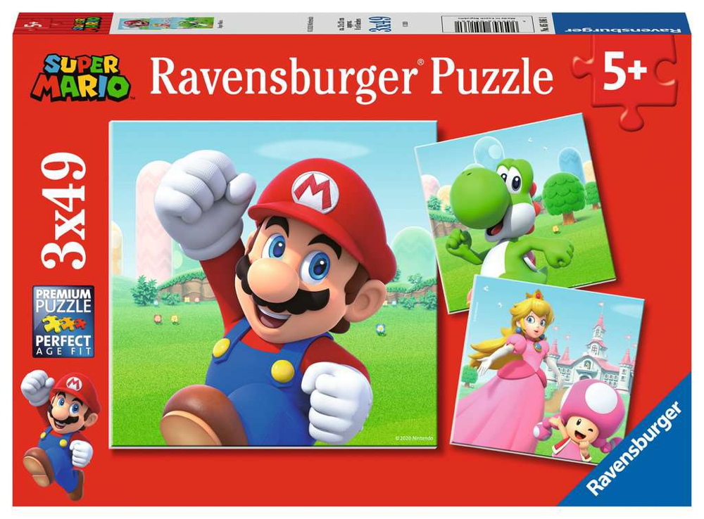 3 x 49 Teile Ravensburger Kinder Puzzle Super Mario 05186