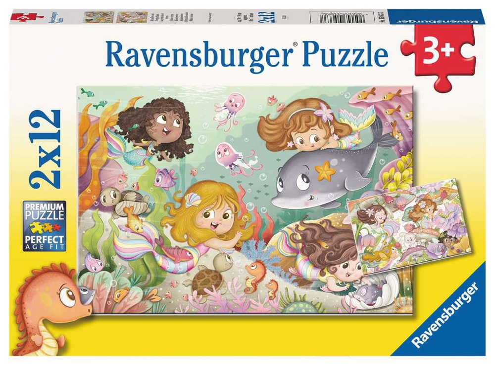 2 x 12 Teile Ravensburger Kinder Puzzle Kleine Feen und Meerjungfrauen 05663