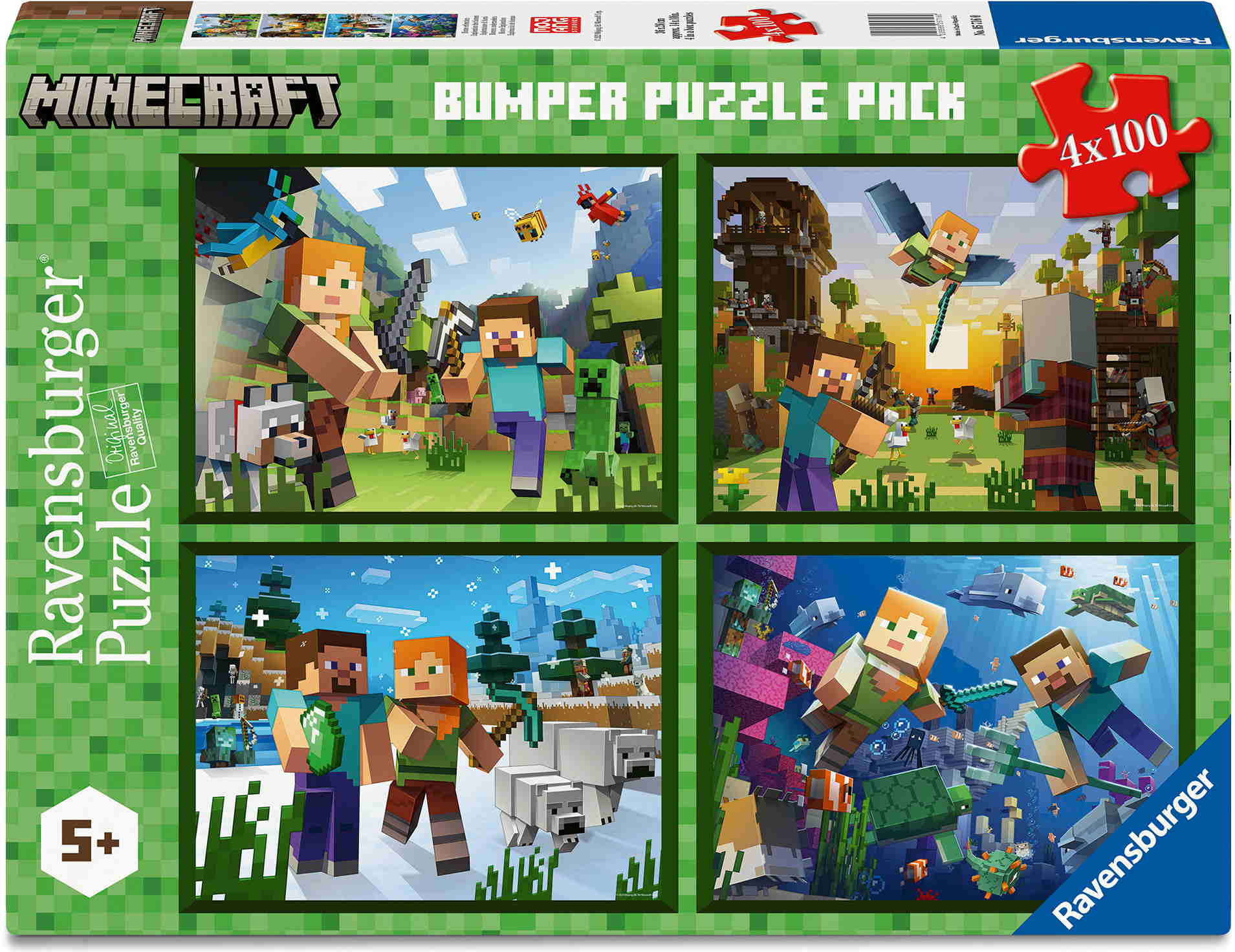 4 x 100 Teile Ravensburger Kinder Puzzle Biome erforschen 05716