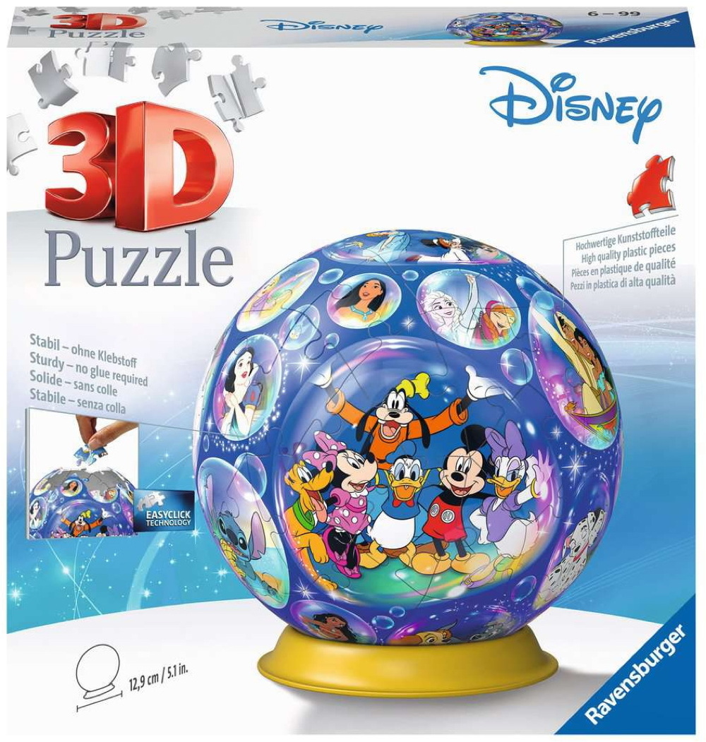 72 Teile Ravensburger 3D Puzzle Ball Disney Charaktere 11561