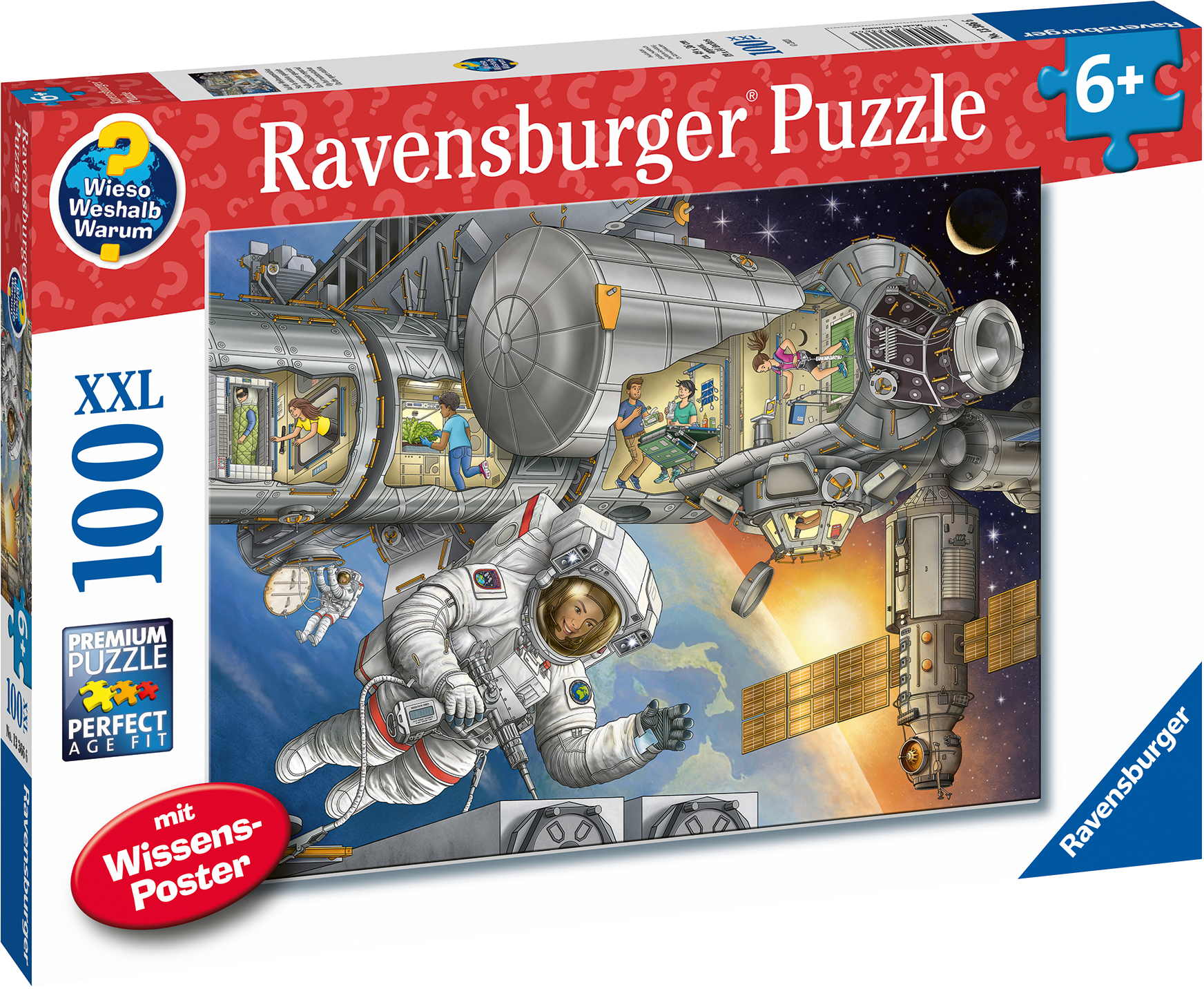 100 Teile Ravensburger Kinder Puzzle XXL Wieso? Weshalb? Warum? Auf der Weltraumstation 13366