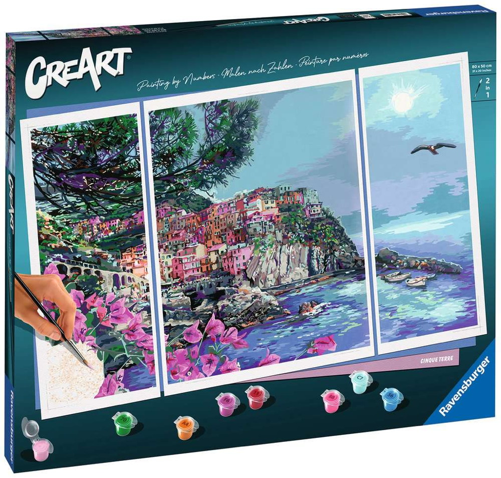Ravensburger Malen nach Zahlen CREART Premium Sonderserie Cinque Terre Triptychon 23529