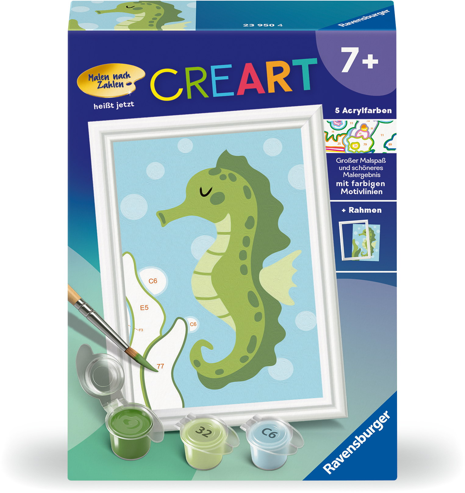 Ravensburger Malen nach Zahlen CREART Serie F Fr�hliches Seepferdchen 23950