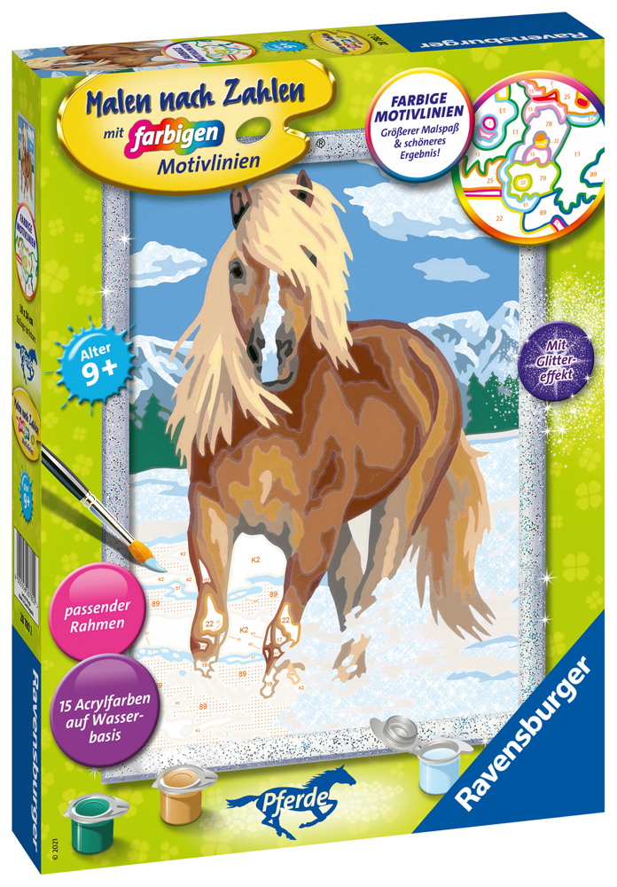 Ravensburger Malen nach Zahlen Classic Serie D Pferde Haflinger im Schnee 28780