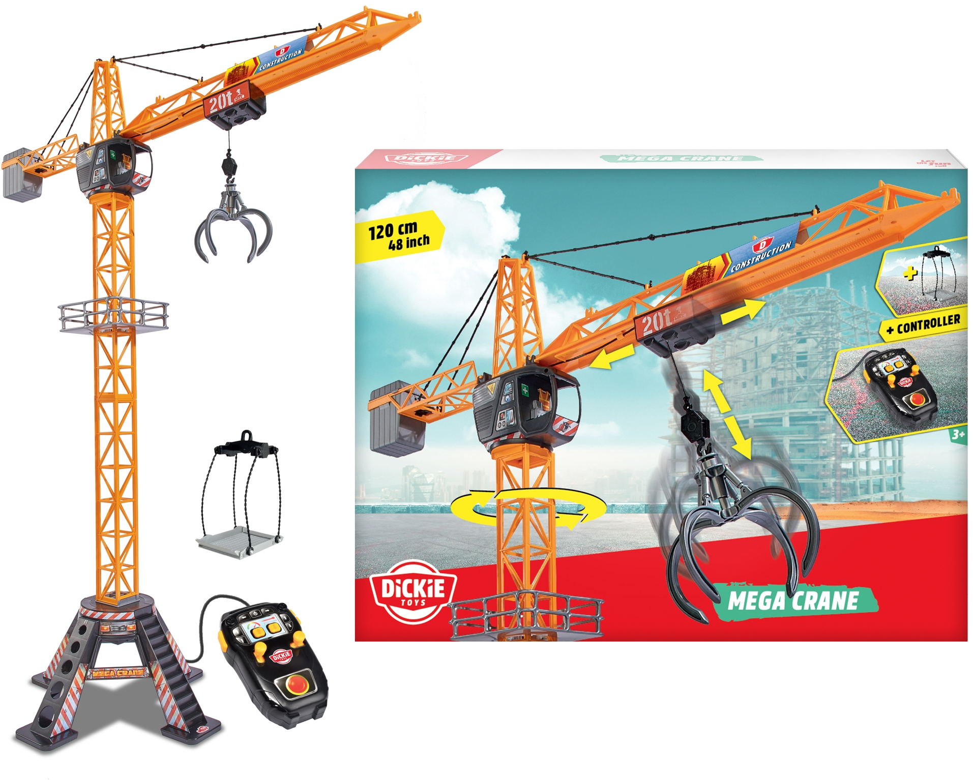 Dickie Baustelle Kran mit Steuerung Go Real / Construction Mega Crane 201139012
