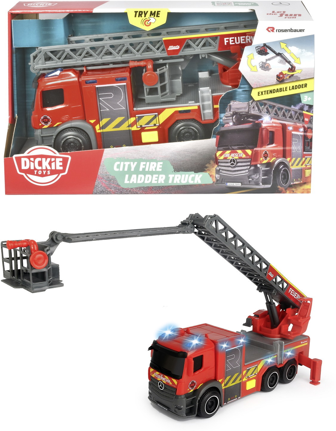 Dickie Spielfahrzeug Feuerwahr Drehleiter Go Real / SOS City Fire Ladder Truck 203714023