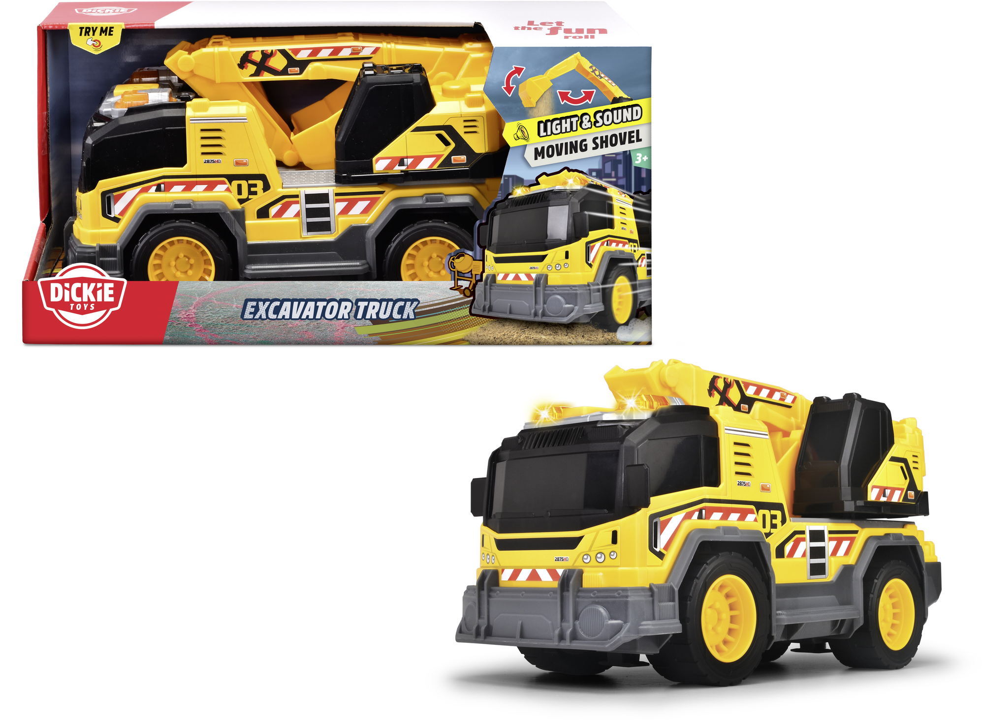 Dickie Spielfahrzeug Baustelle Bagger Auto Go Action / City Heroes Excavator Truck 203306026