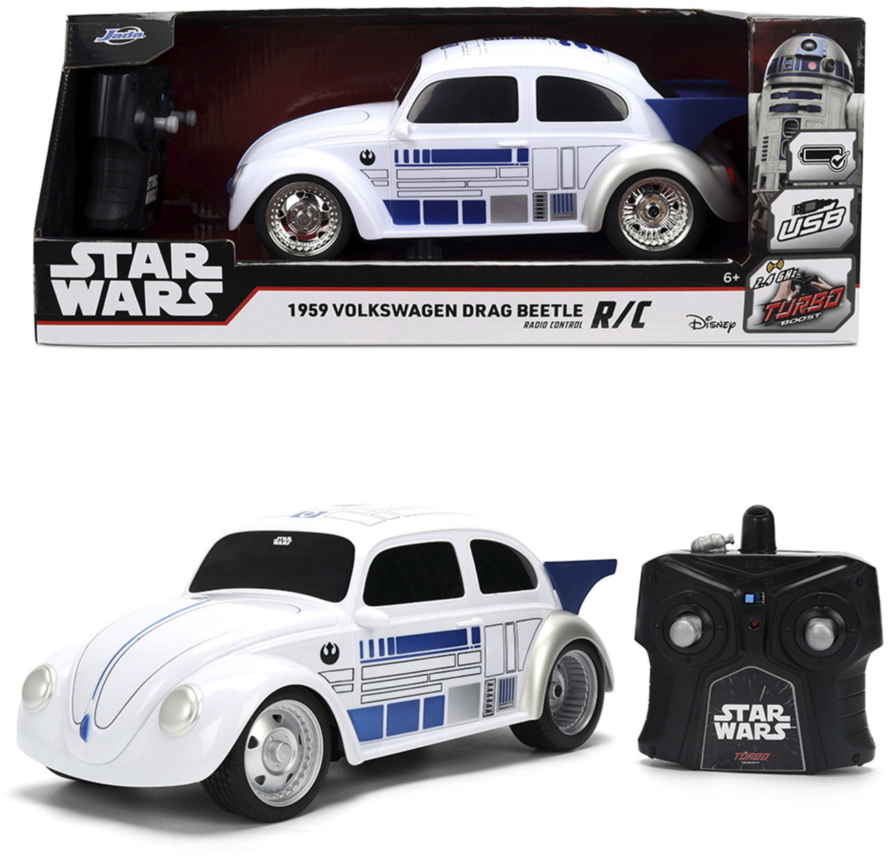 Jada ferngesteuertes Fahrzeug Auto RC Star Wars R2D2 VW Drag Beetle 1:16 9336938314R00