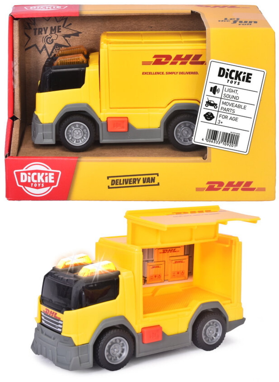 Dickie Spielfahrzeug Postauto Go Real / City Heroes DHL Delivery Van 203742029
