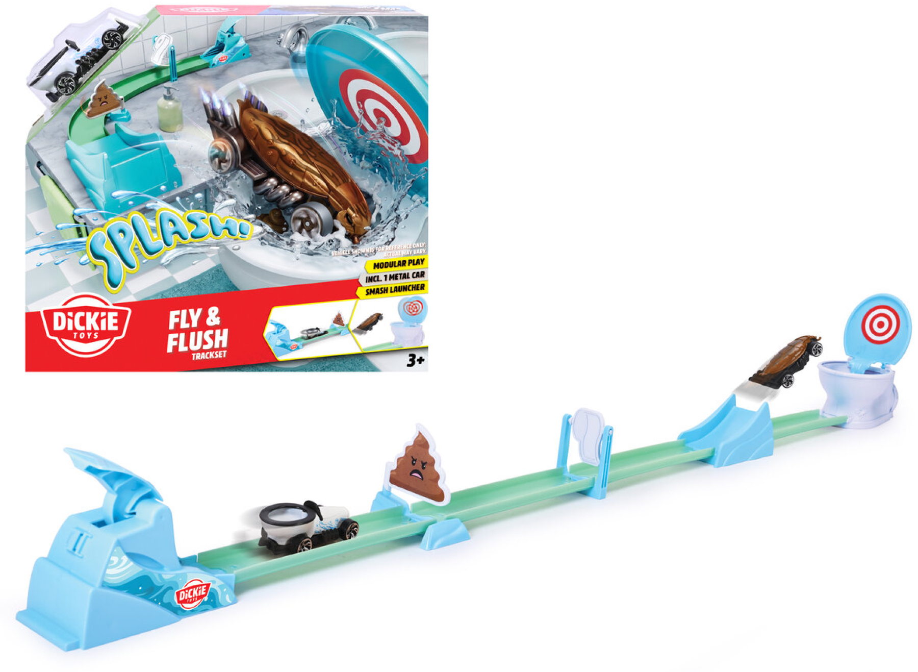 Dickie Spielfahrzeug Go Action / Play & Store Toilet Launcher Track Set 203333004