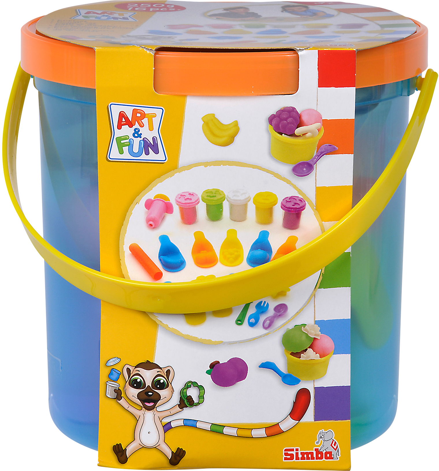 Simba Spielzeug Kreativ Knete ART & FUN Softknete Knetset Fruchteimer und 5x 50g Dose 106326051