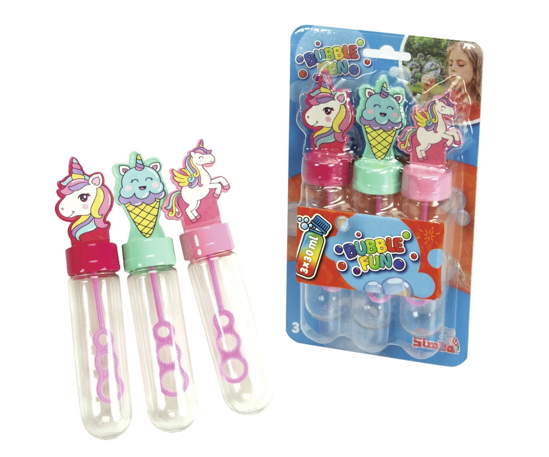 Simba Outdoor Spielzeug Seifenblasen Mini-Seifenblasenstab Einhorn 3er Set Bubble Fun 107286206