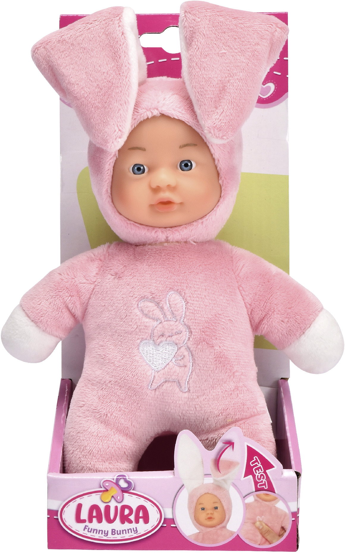 Simba Puppe Babypuppe Laura Funny Bunny im Hasenoutfit aufstellbare Ohren 105010514