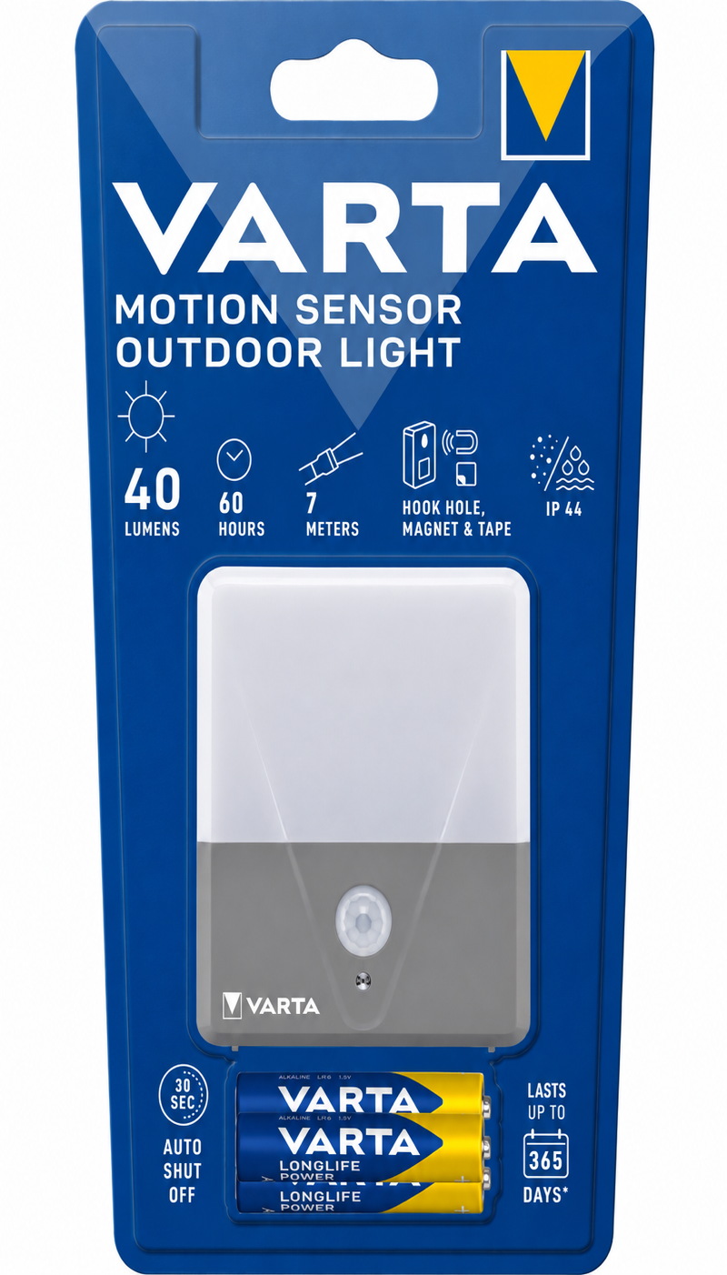Varta Taschenlampe LED Motion Sensor Outdoor Light inkl. 3 x AAA Batterien 16634