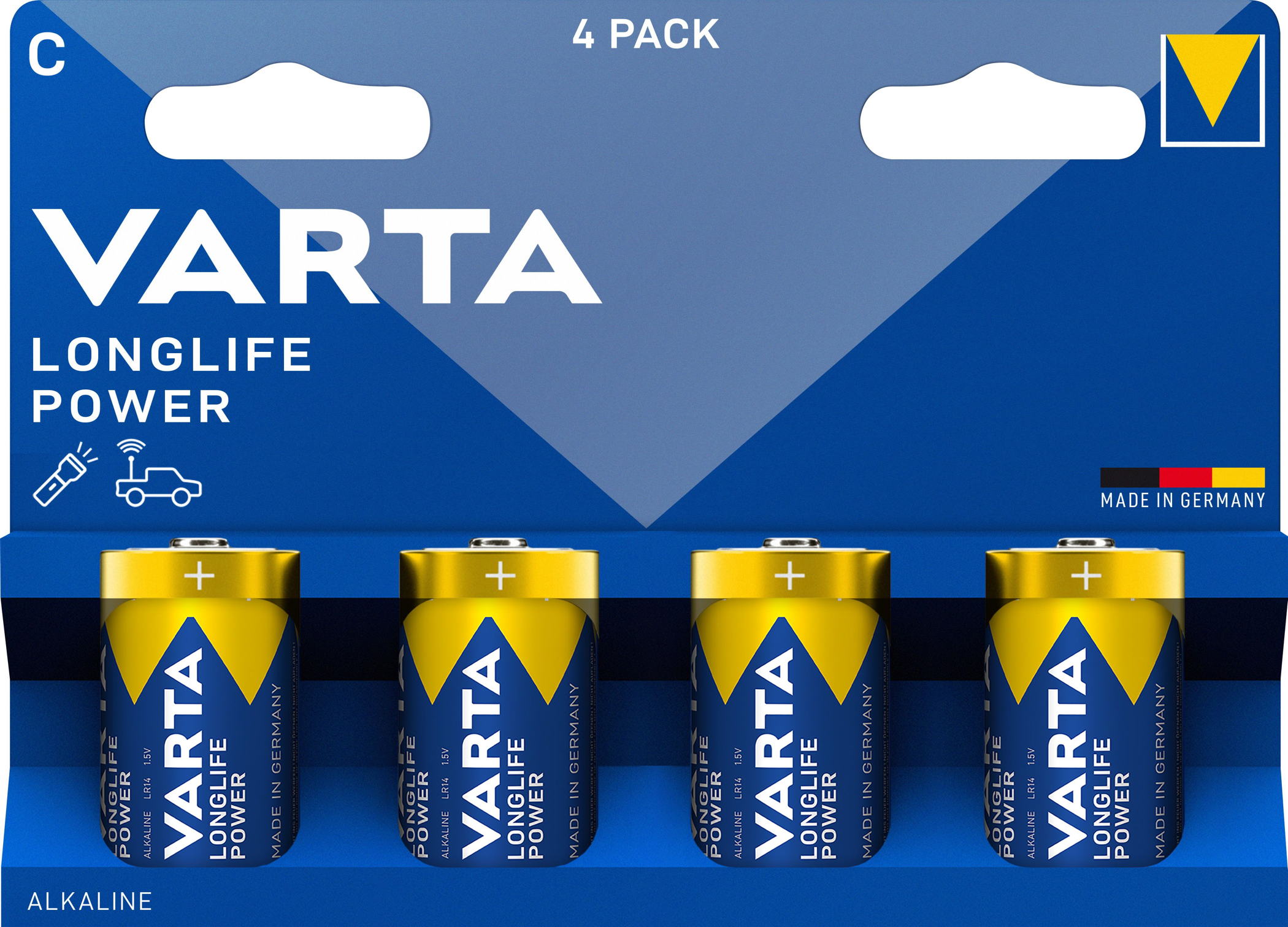 4 Varta 4914 Longlife Power C / Baby Alkaline Batterien im 4er Blister