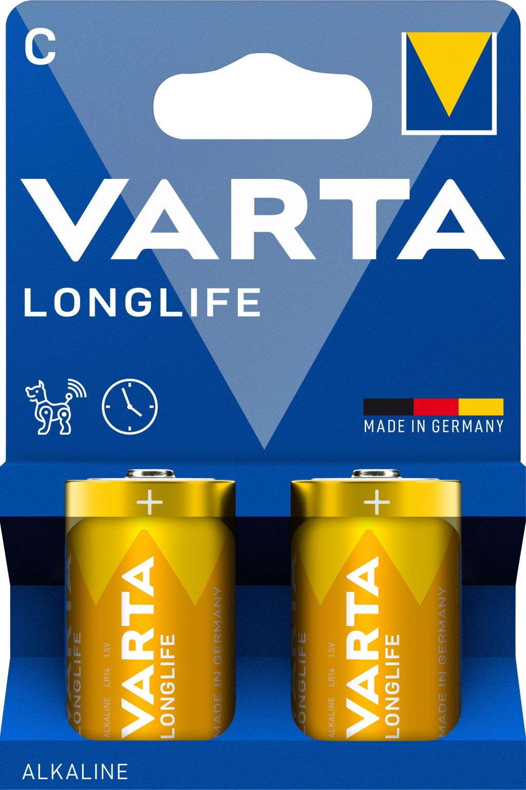 2 Varta 4114 Longlife C / Baby Alkaline Batterien im 2er Blister