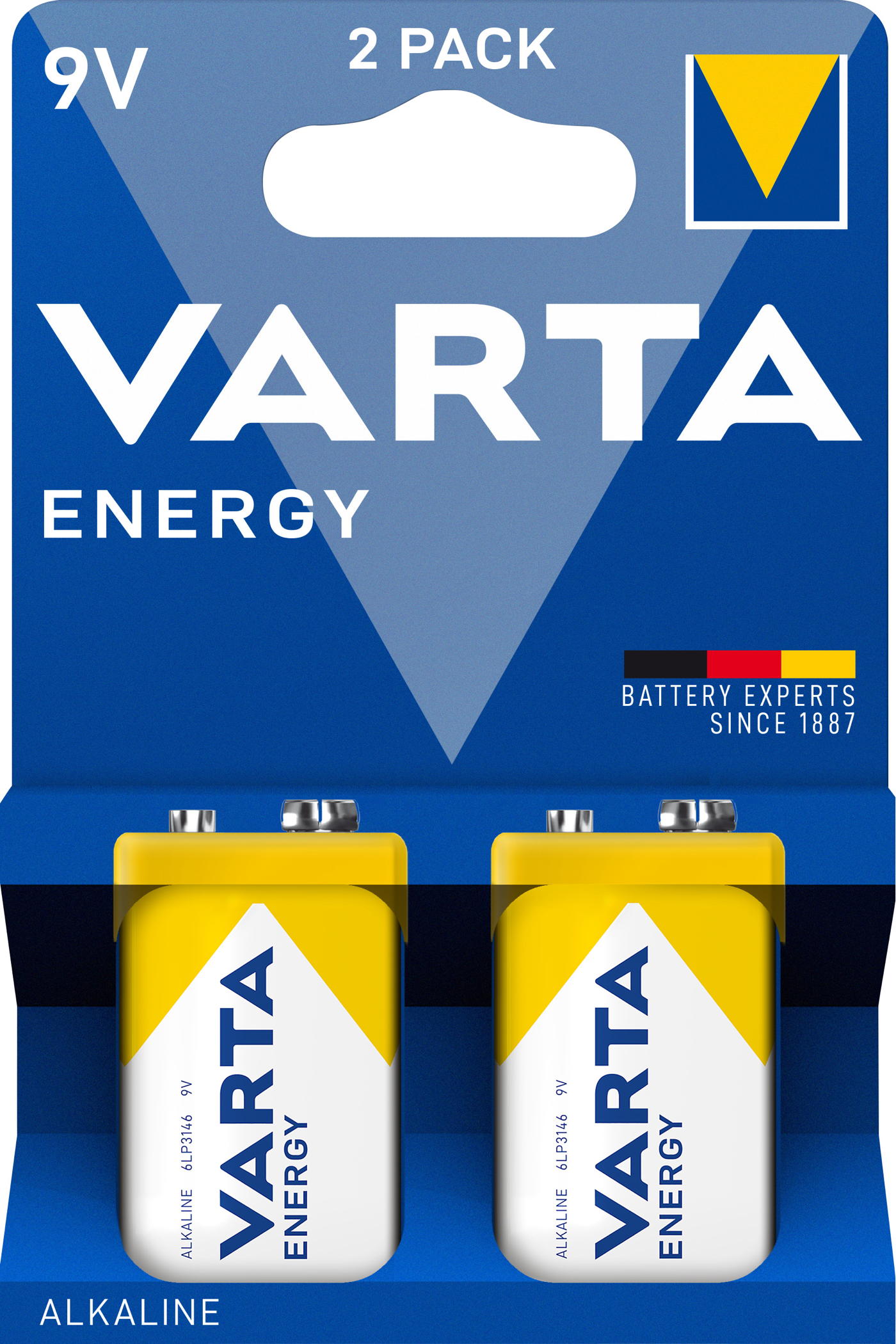 2 Varta 4122 Energy 9V Block Alkaline Batterien im 2er Blister